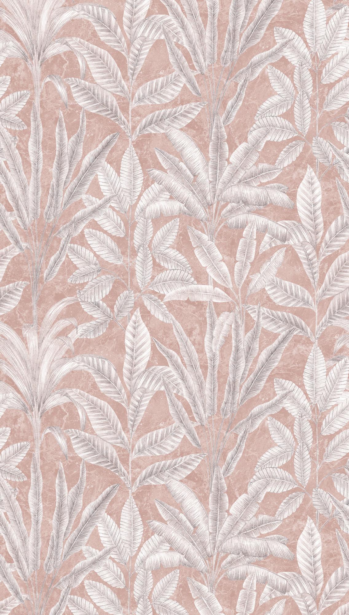 behang jungle roze grijs - vliesbehang botanisch Livingwalls - mat en glad