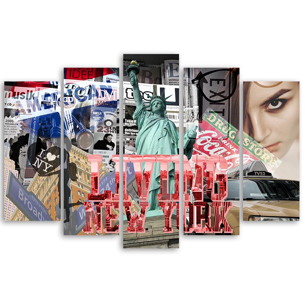 5-delige canvasprint, New York City-collage