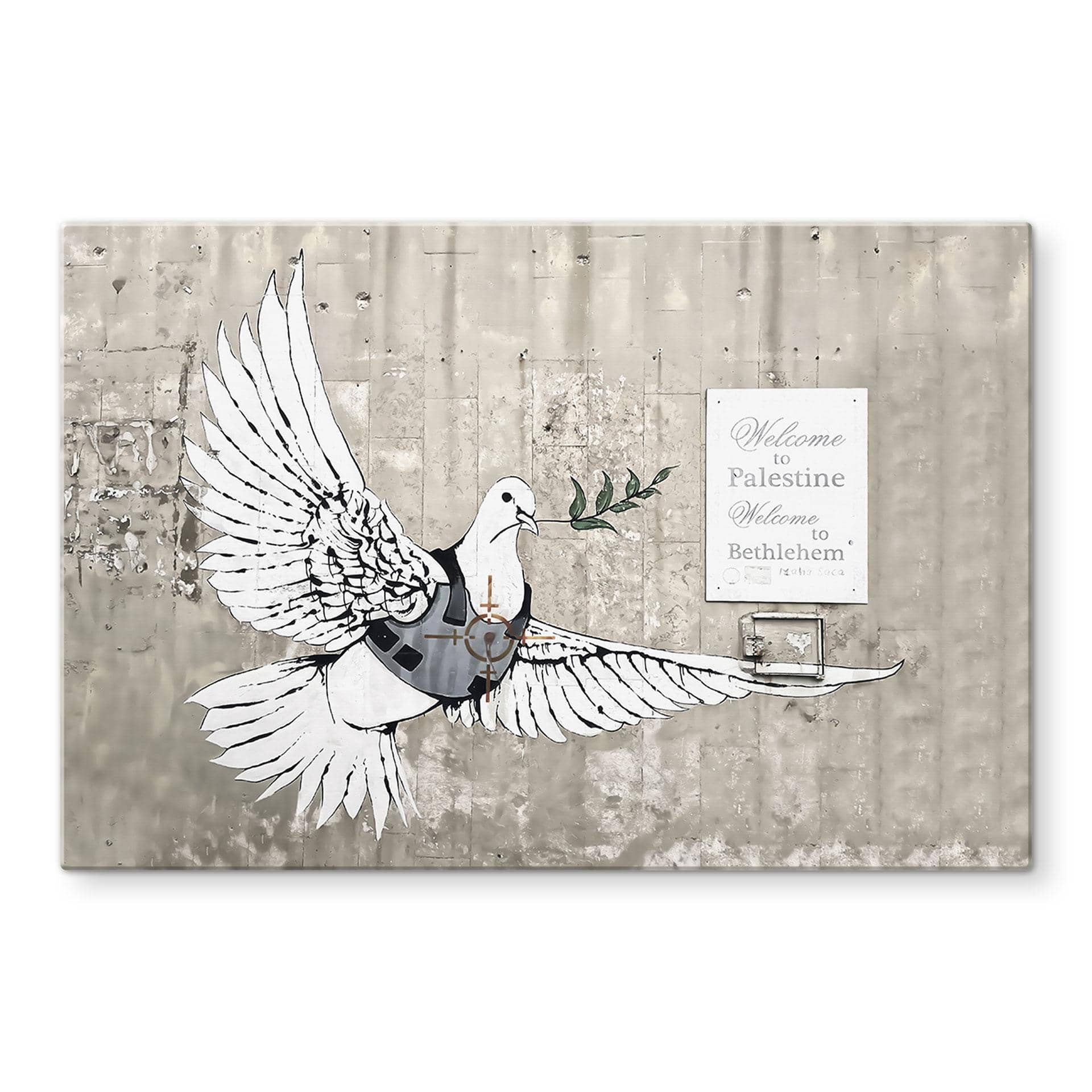 Glasbild Banksy - Die Friedenstaube