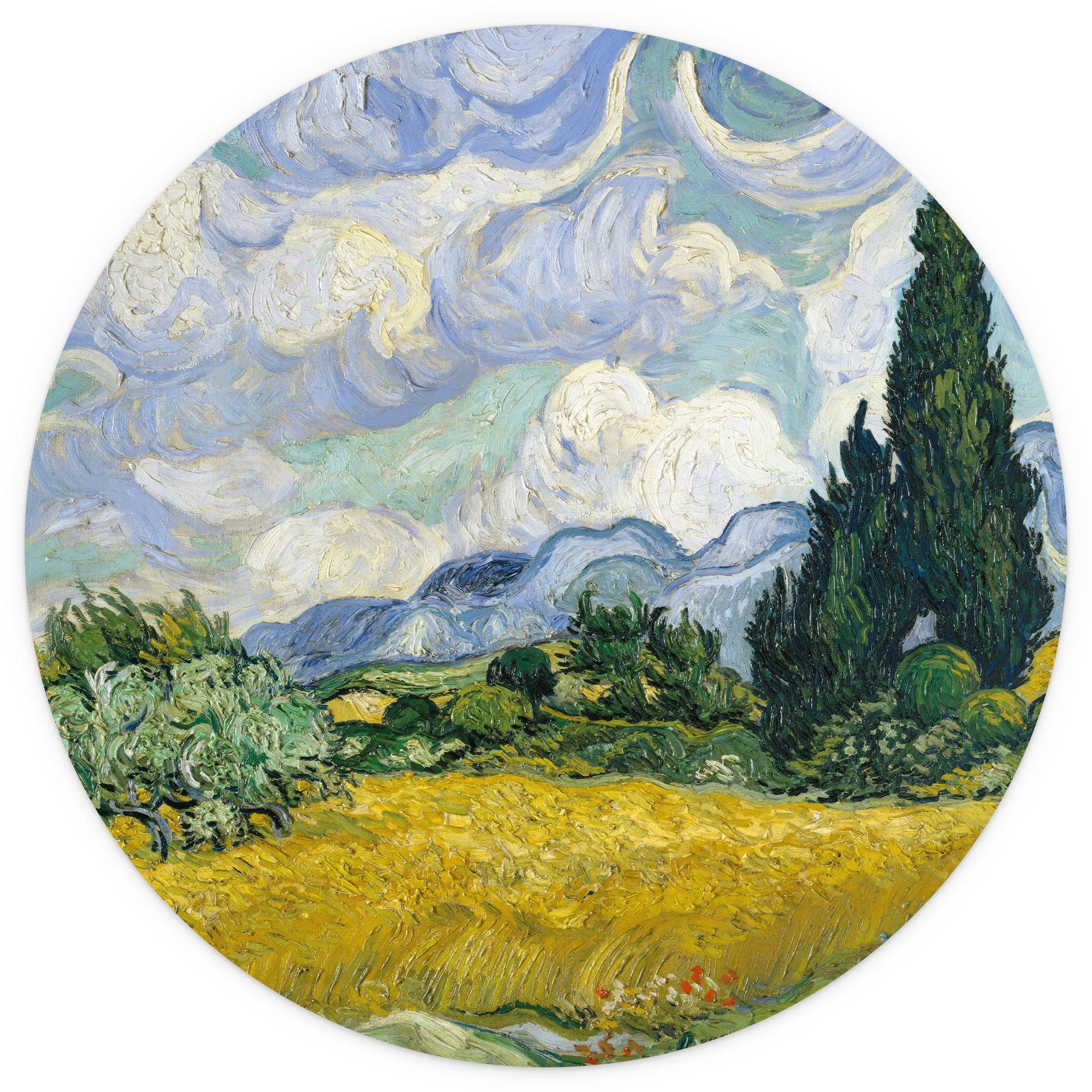 Behangcirkel van Gogh - Korenveld met cipressen - vliesbehang/zelfklevend vliesbehang