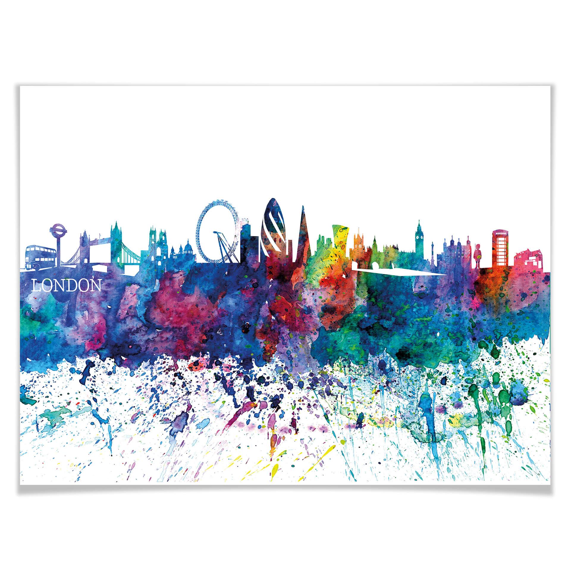 Póster Bleichner - Skyline de Londres en acuarela