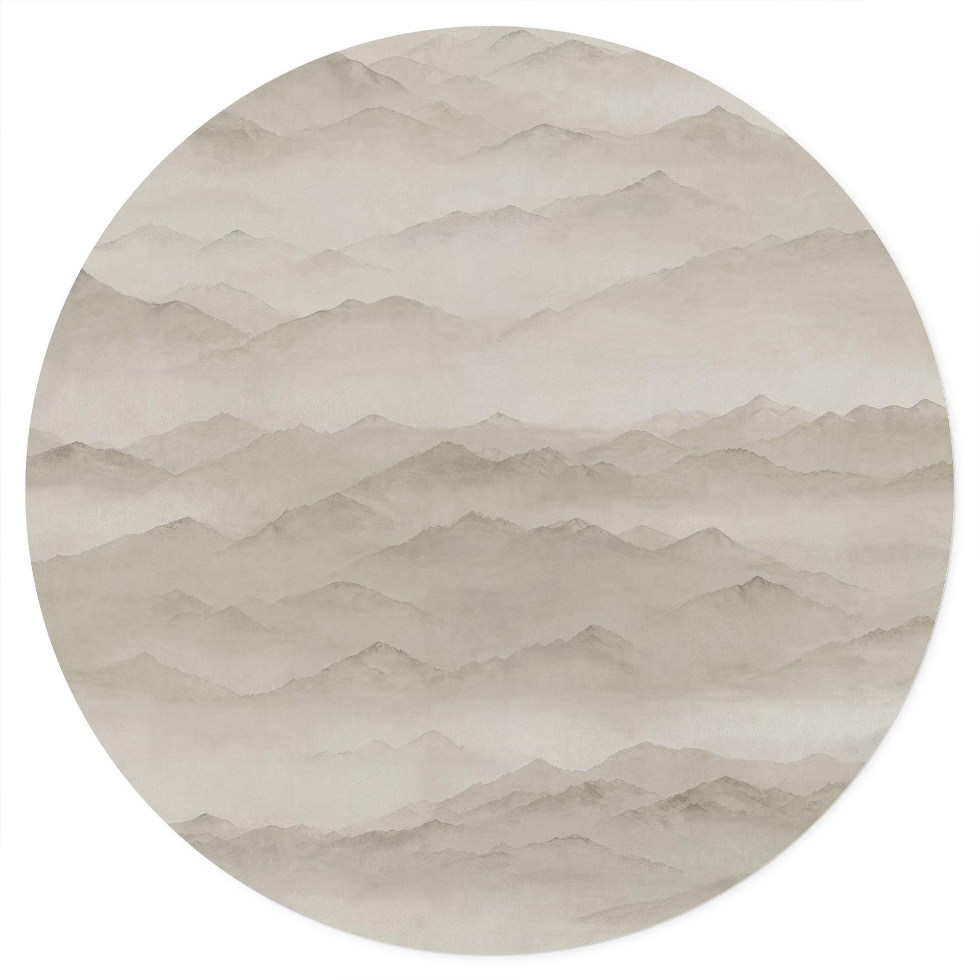 Sticker Mural Roerich Peaks - Paysage Montagneux Beige - Sir Edward x Grigory Gladarev - Rond