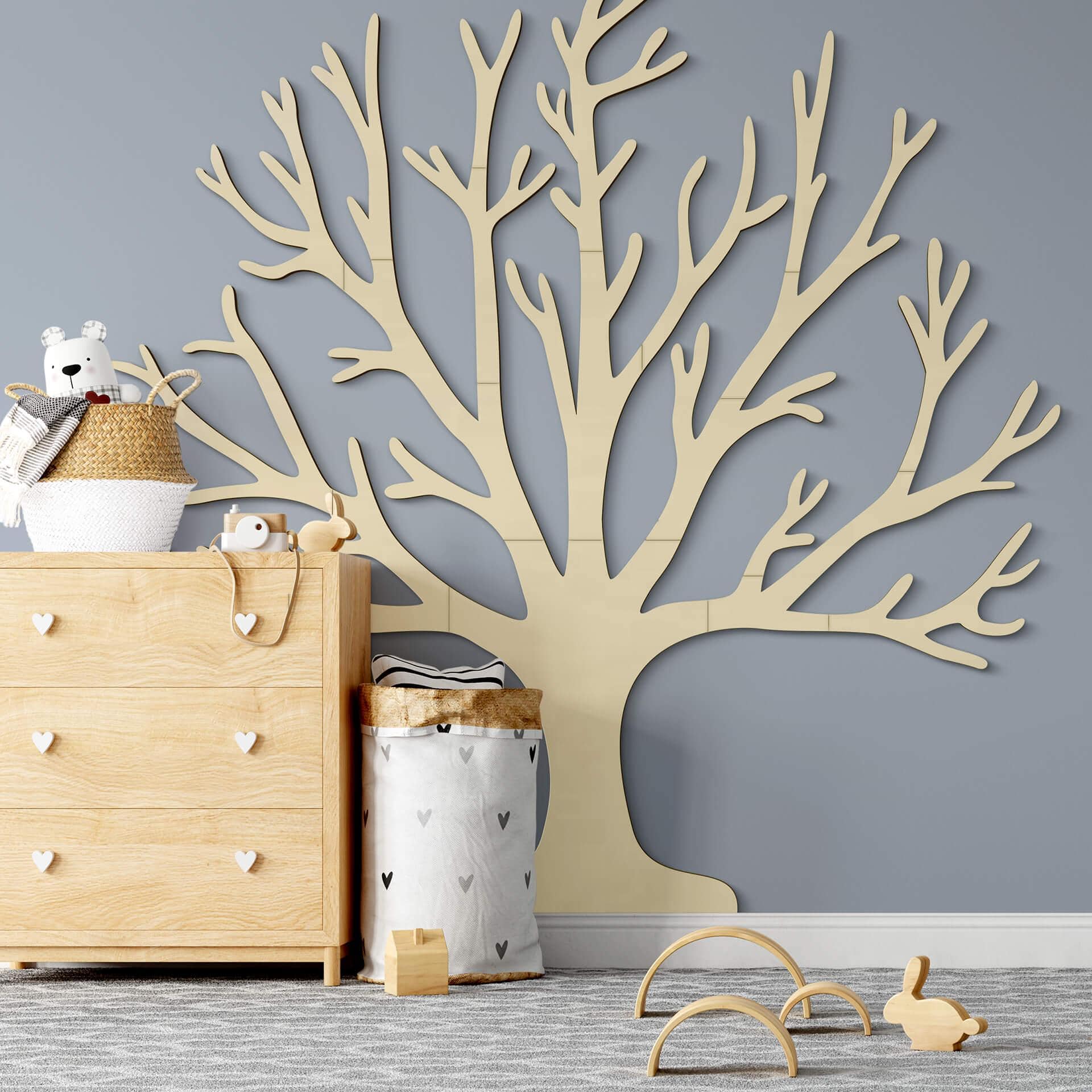 Decoración en madera álamo XXL árbol de la vida (19 piezas)
