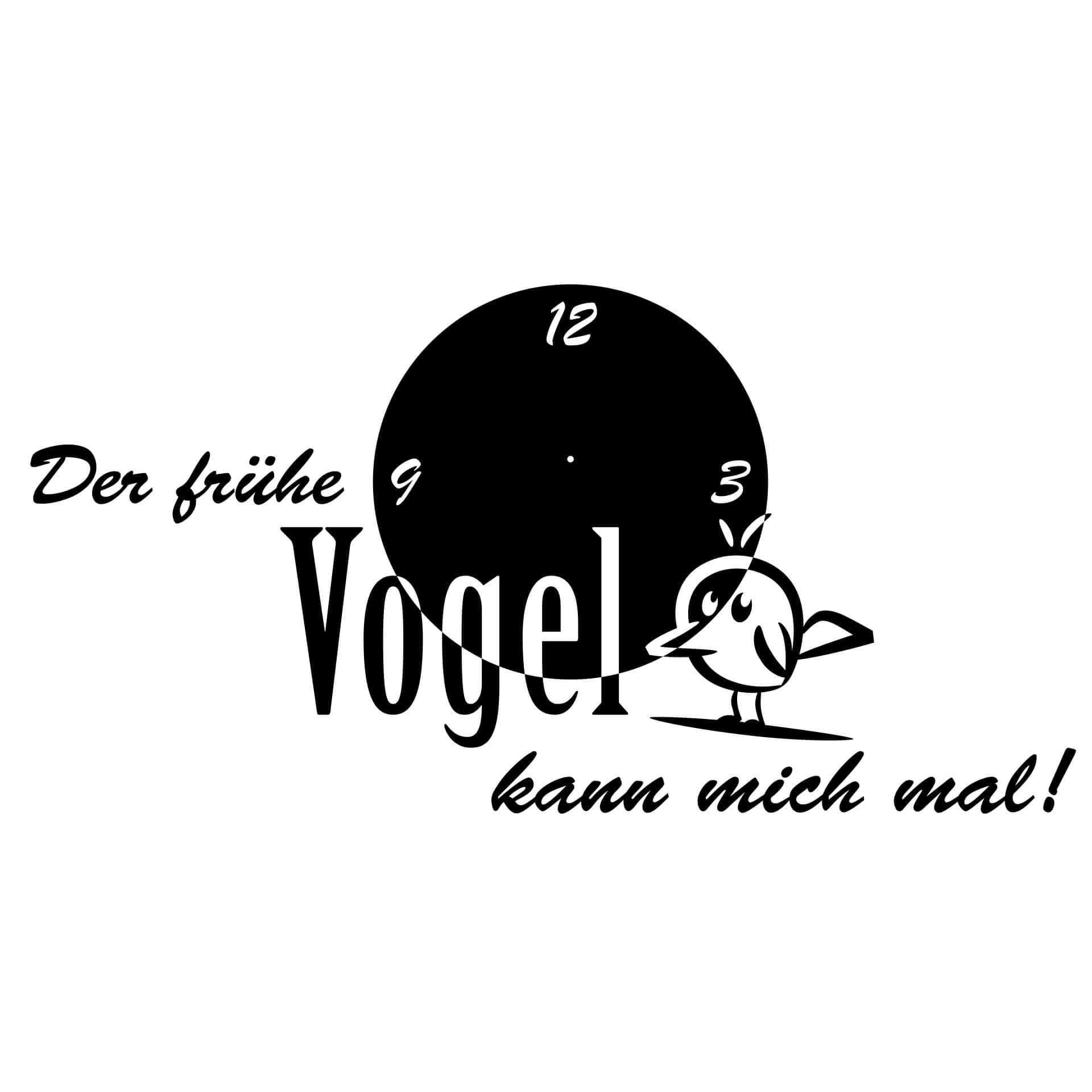 Wandtattoo Der frühe Vogel Wanduhr