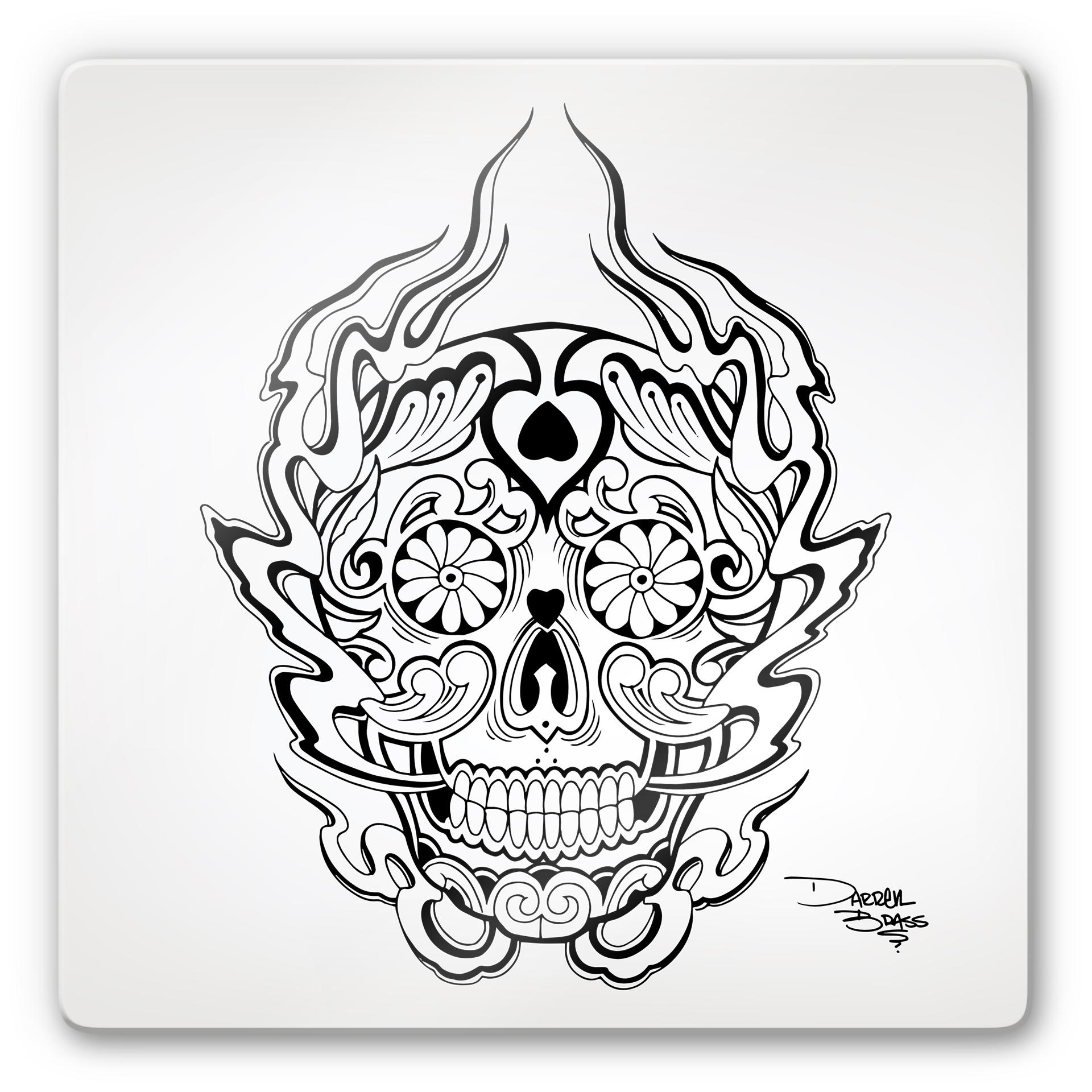 Tableau en verre - Miami Ink - Masque des morts mexicain 1