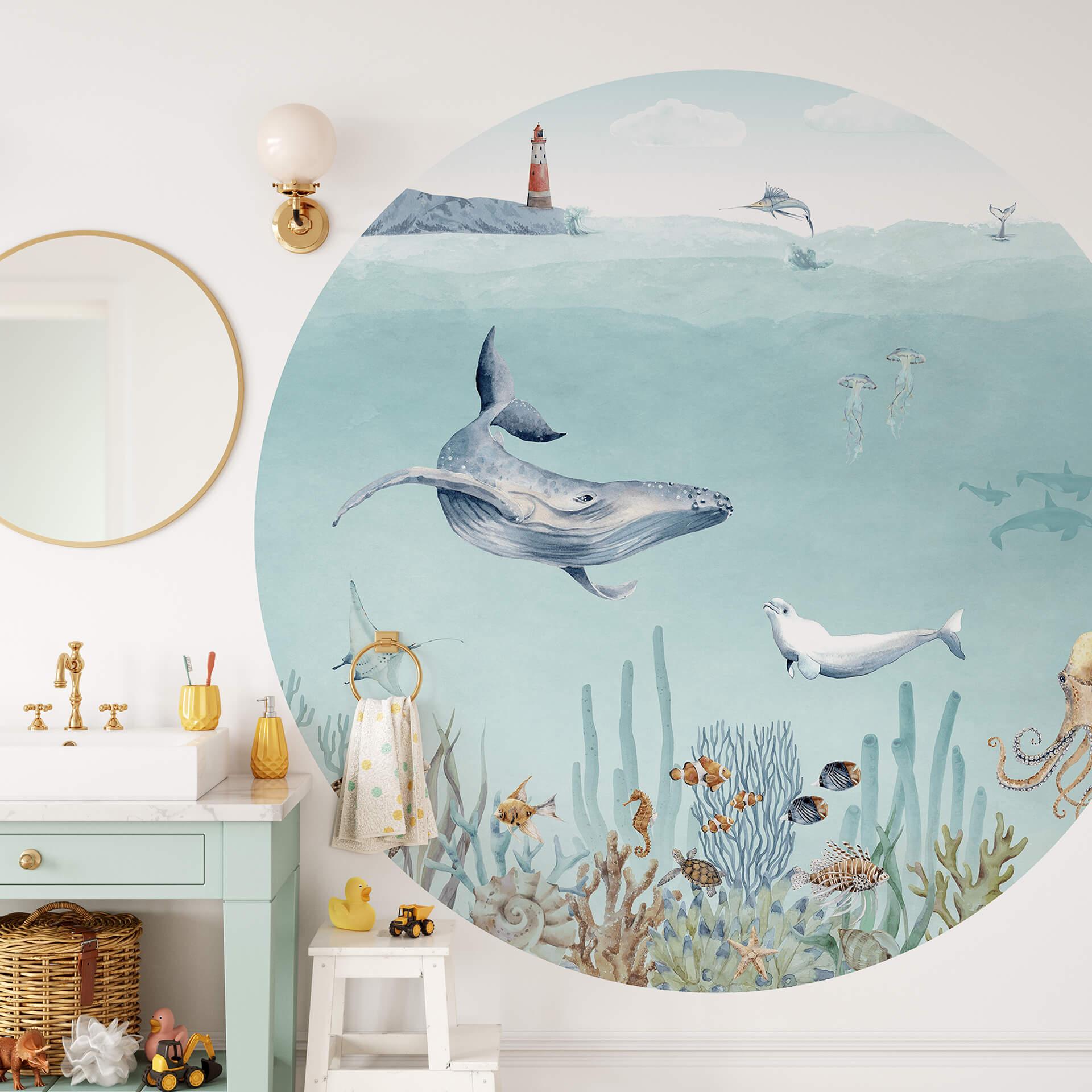 Fototapet - Rundt Kikki Belle - Sea Life - vliesetapet/selvklæbende non-woven tapet
