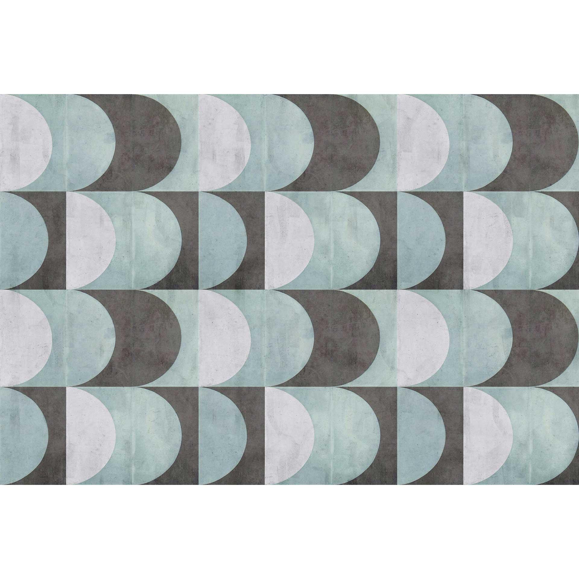 Geometrisch cirkel behang in pastel blauw grijs - vliesbehang modern