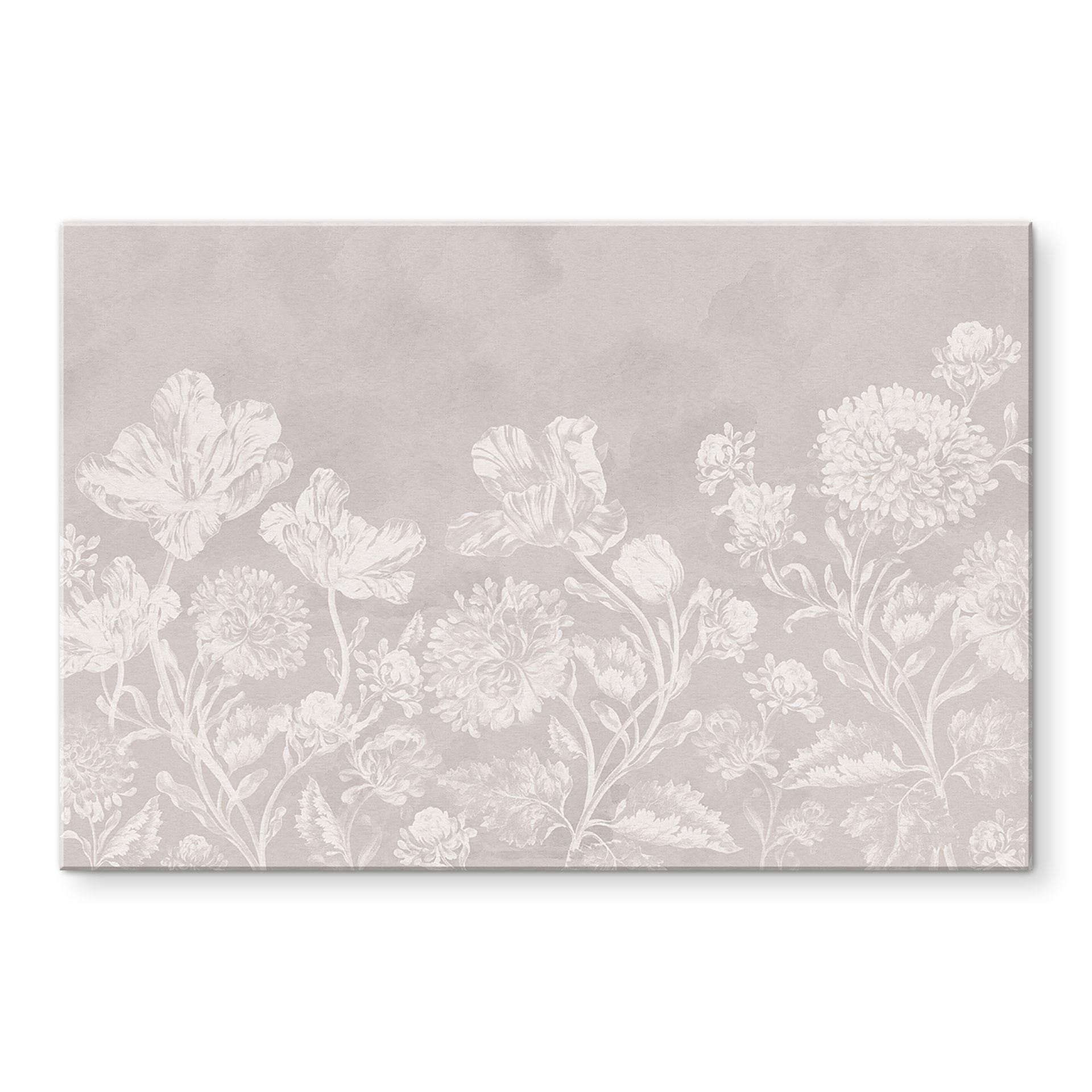 Billede af vilde blomster i kridtlook beige - Bloomery Decor – print på aluminium (Alu-Dibond)