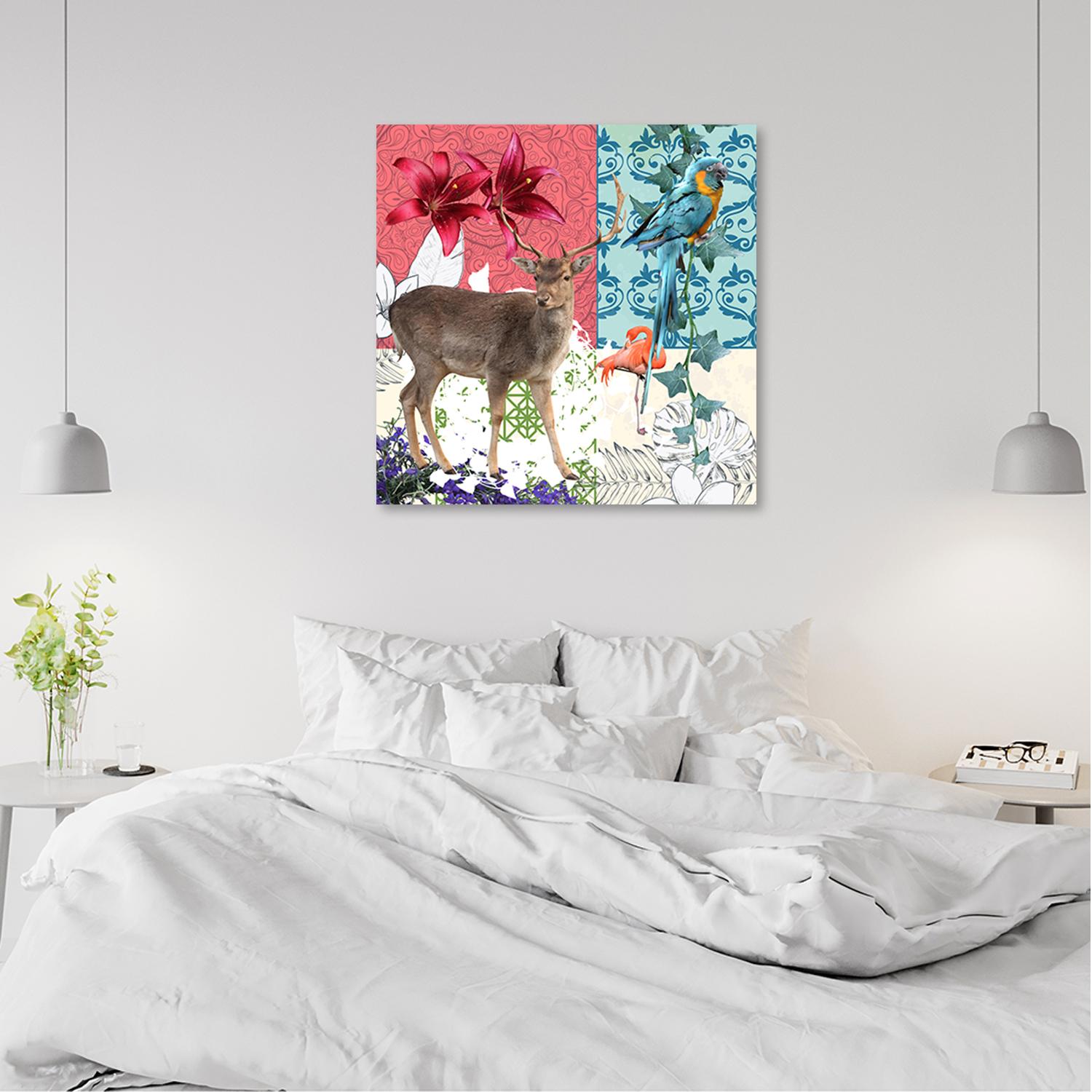 Canvasbillede, pop art-collage med dyr