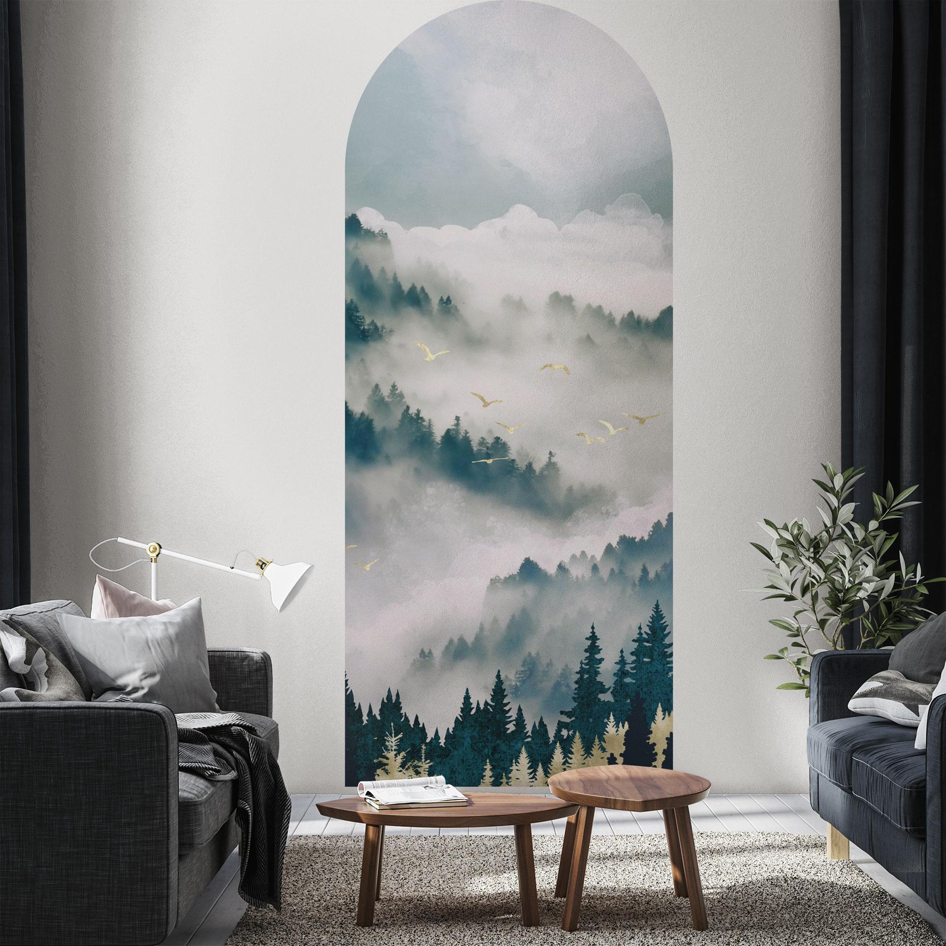 Wallsticker rundbuevægpanel Mystisk tåge i skoven - SpaceFrog Designs - smal