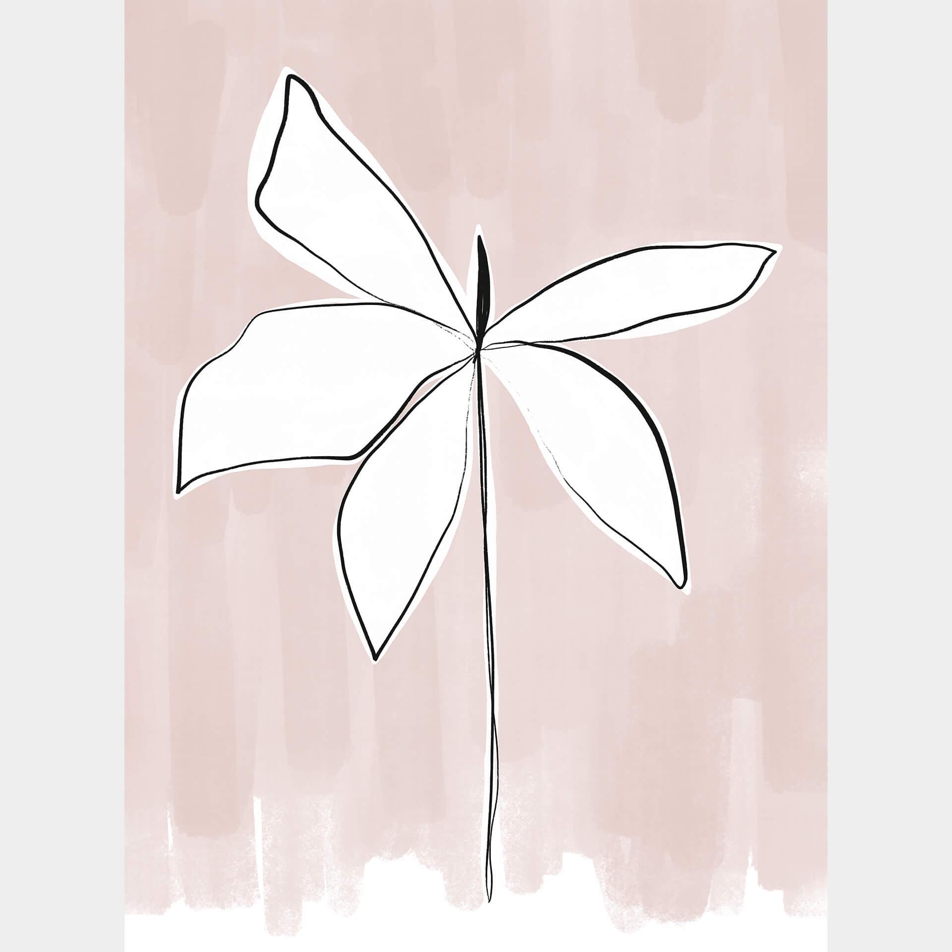 Fotobehang Uplusmestudio - Line Art Flower - Abstracte Bloem