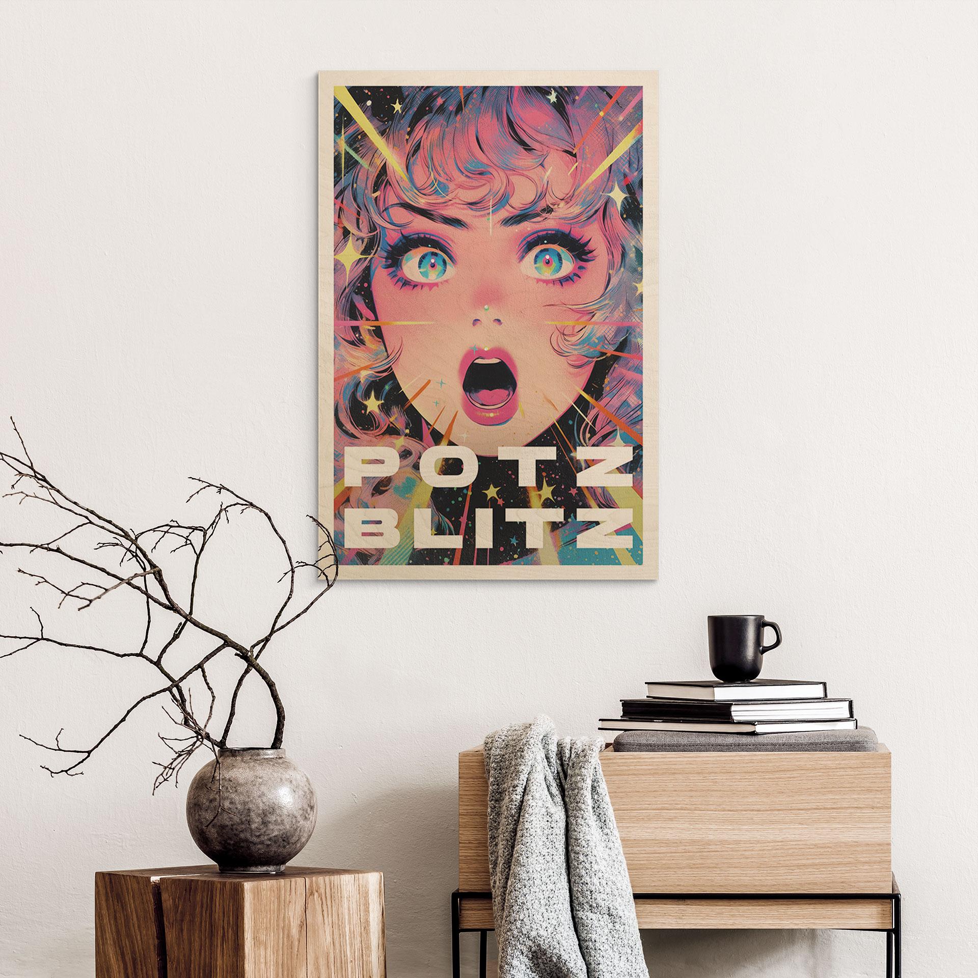 Holzbild Potzblitz im Anime-Stil - Treechild