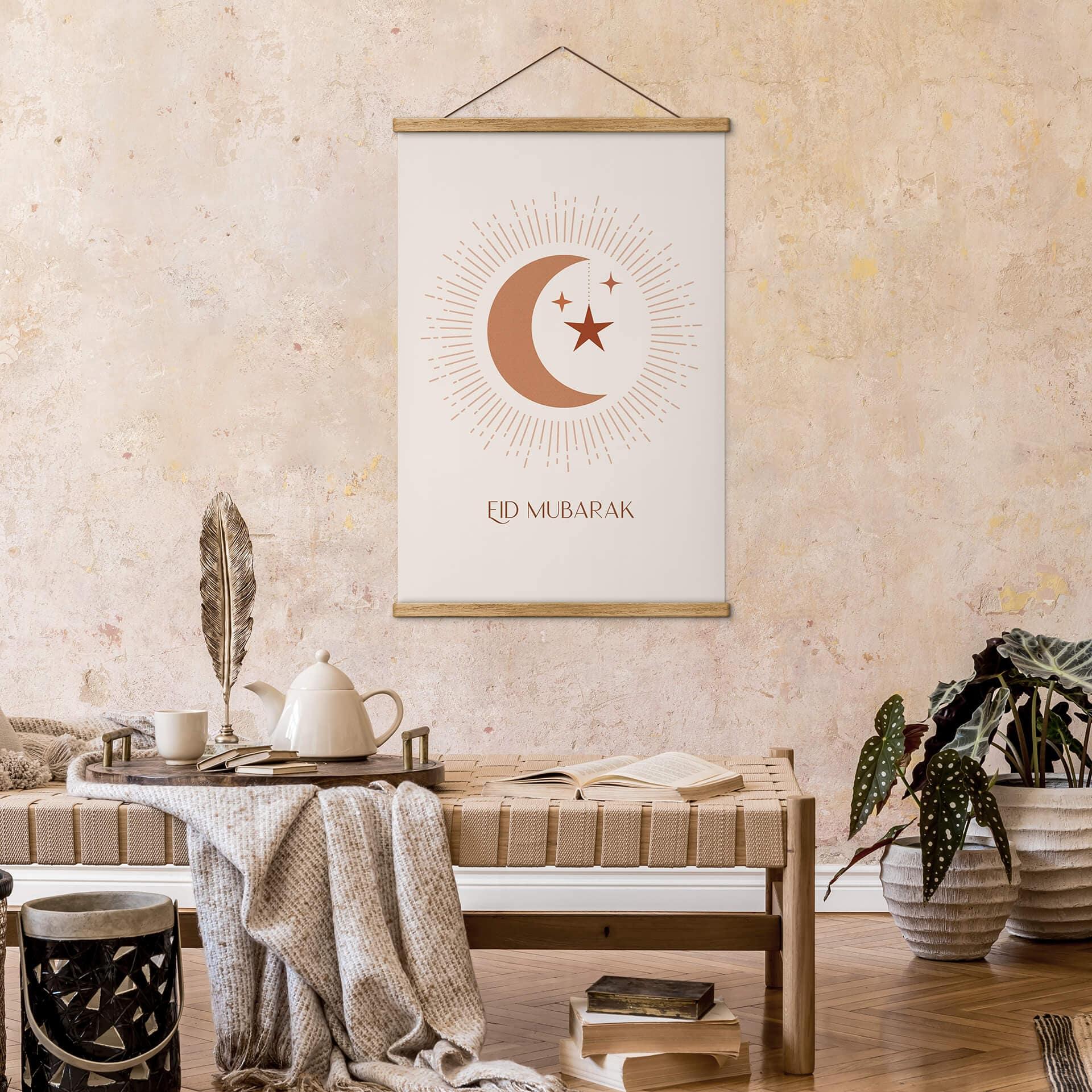 Obraz tkaniny Eid Mubarak półksiężyc