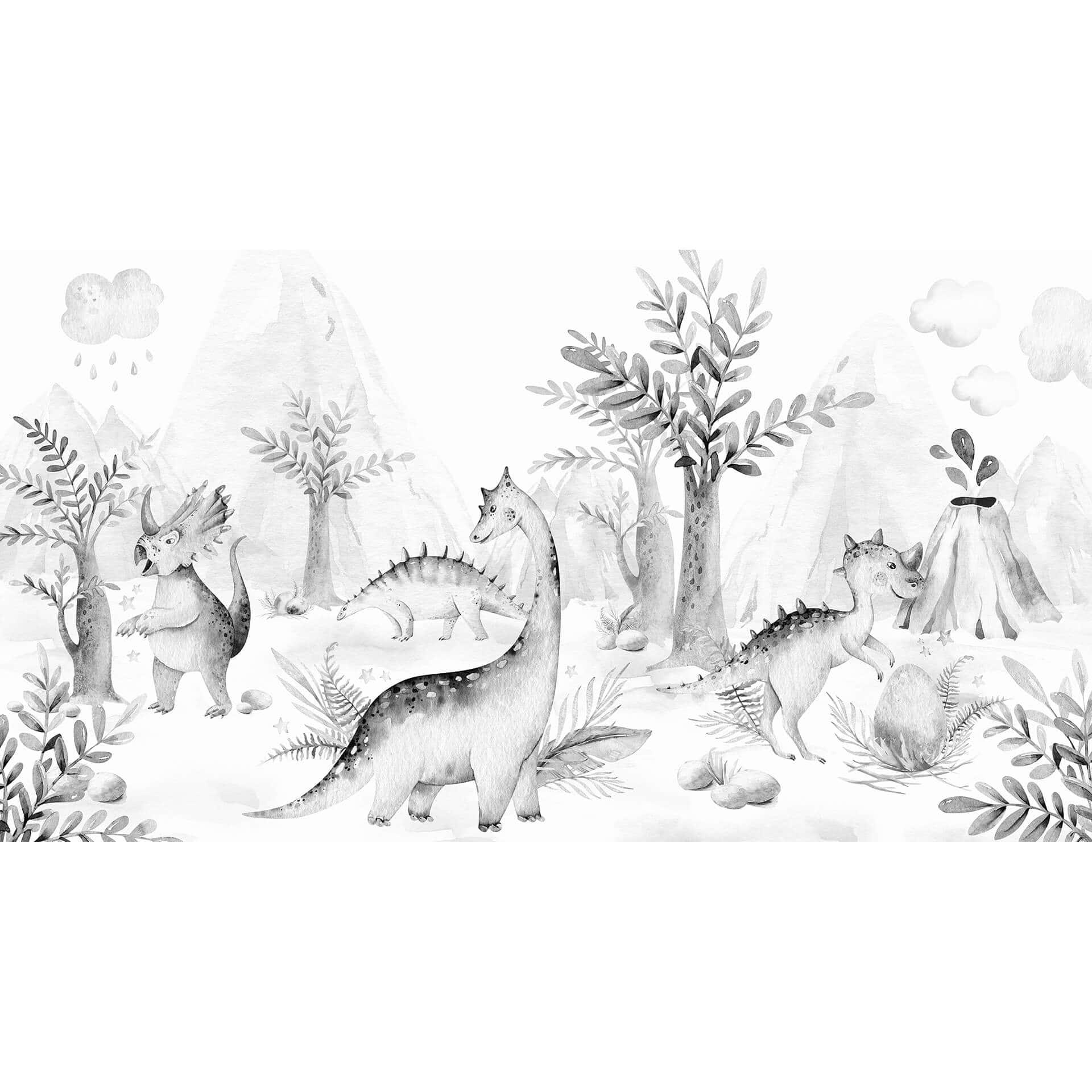 Fotobehang Dino's zwart-wit