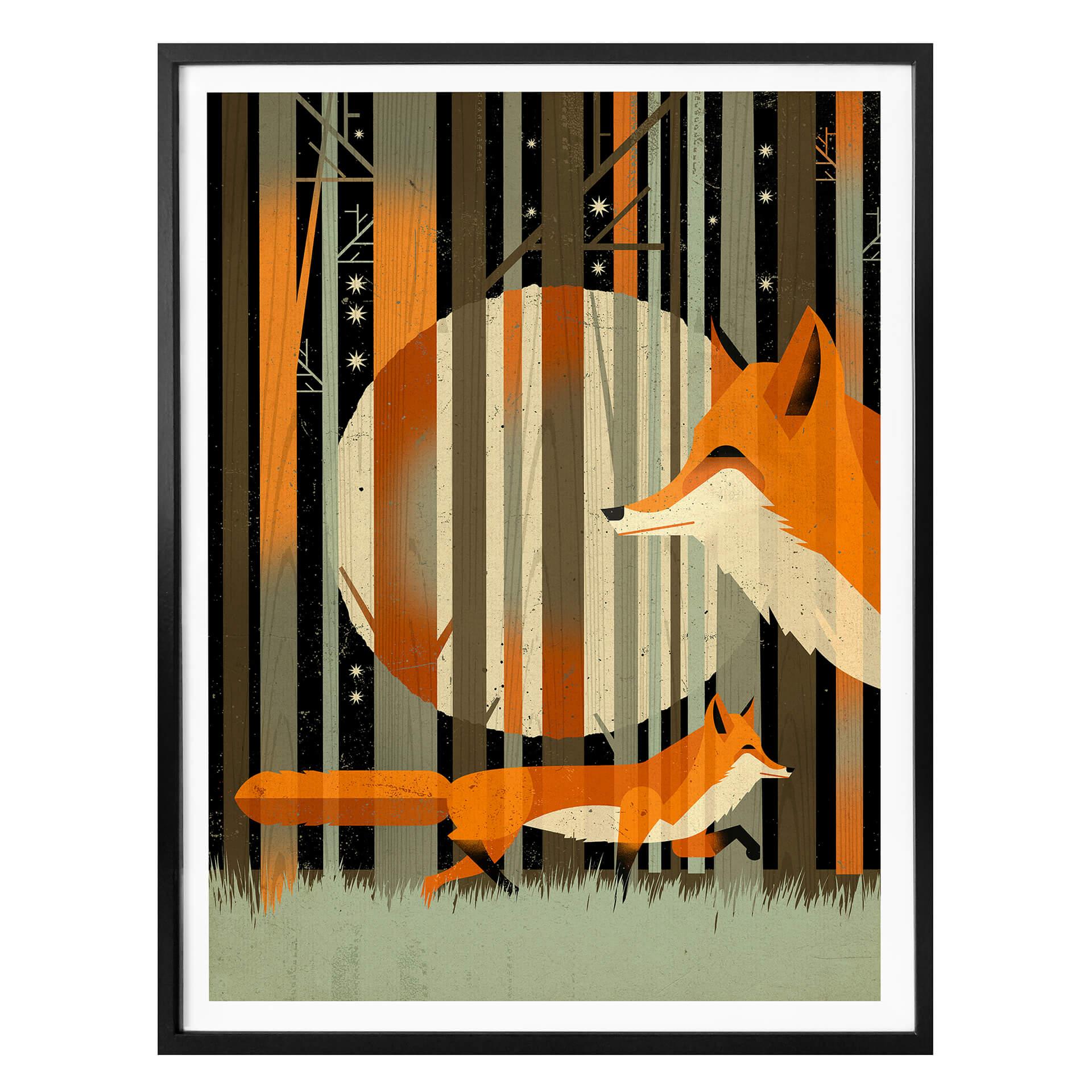 Plakat - Braun - Midnight Foxes