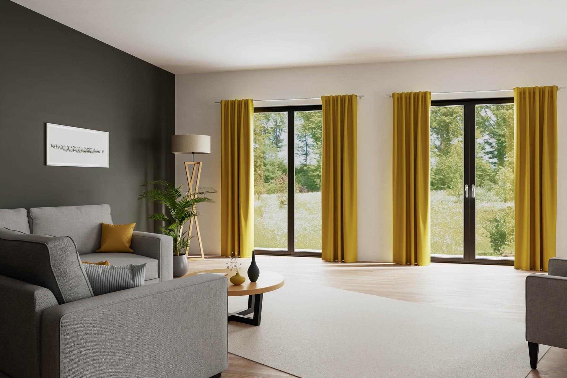Homing Fertigschal mit verdeckten Schlaufen, Galdin safran -  2,45 x 1,4 m