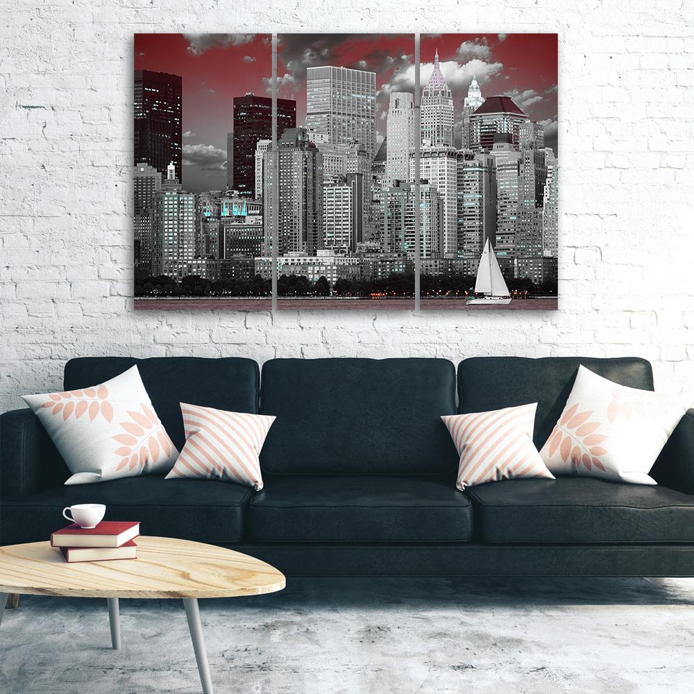 3 stykke lærredstryk, New York Skyline skyskrabere