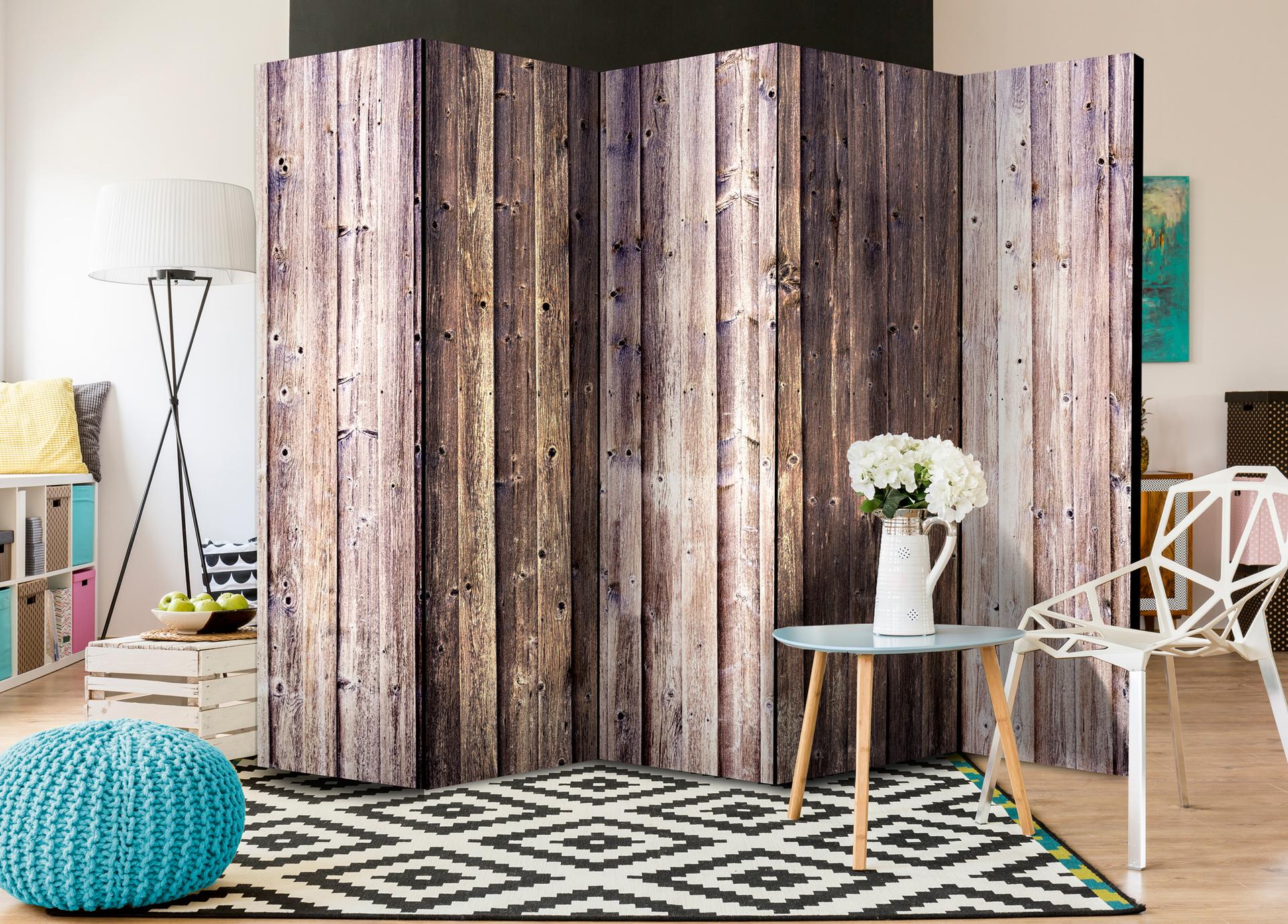 Divisorio - Fascino di legno, 5 pezzi - 225x172 cm