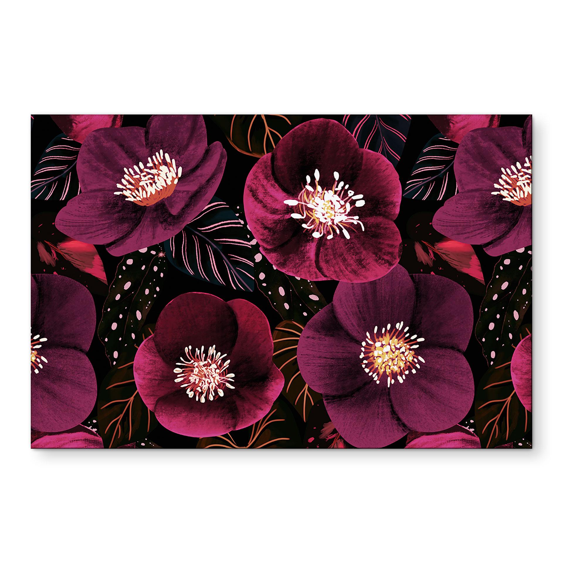 Billede Blomster i lilla toner - Anis-illustration – print på aluminium (Alu-Dibond)