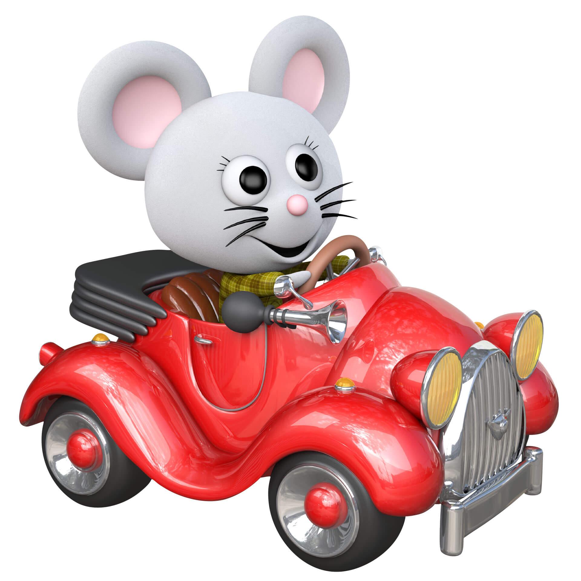 Wandtattoo Agullo - Maus im roten Auto