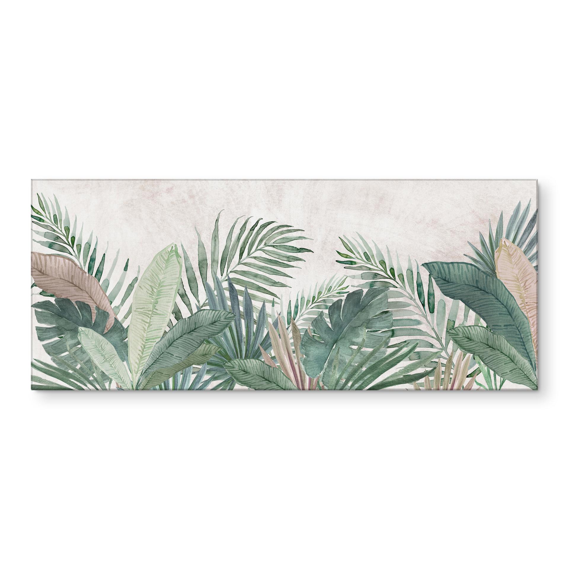 Stænkplade til køkken jungleblade grøn akvarel - Bloomery Decor