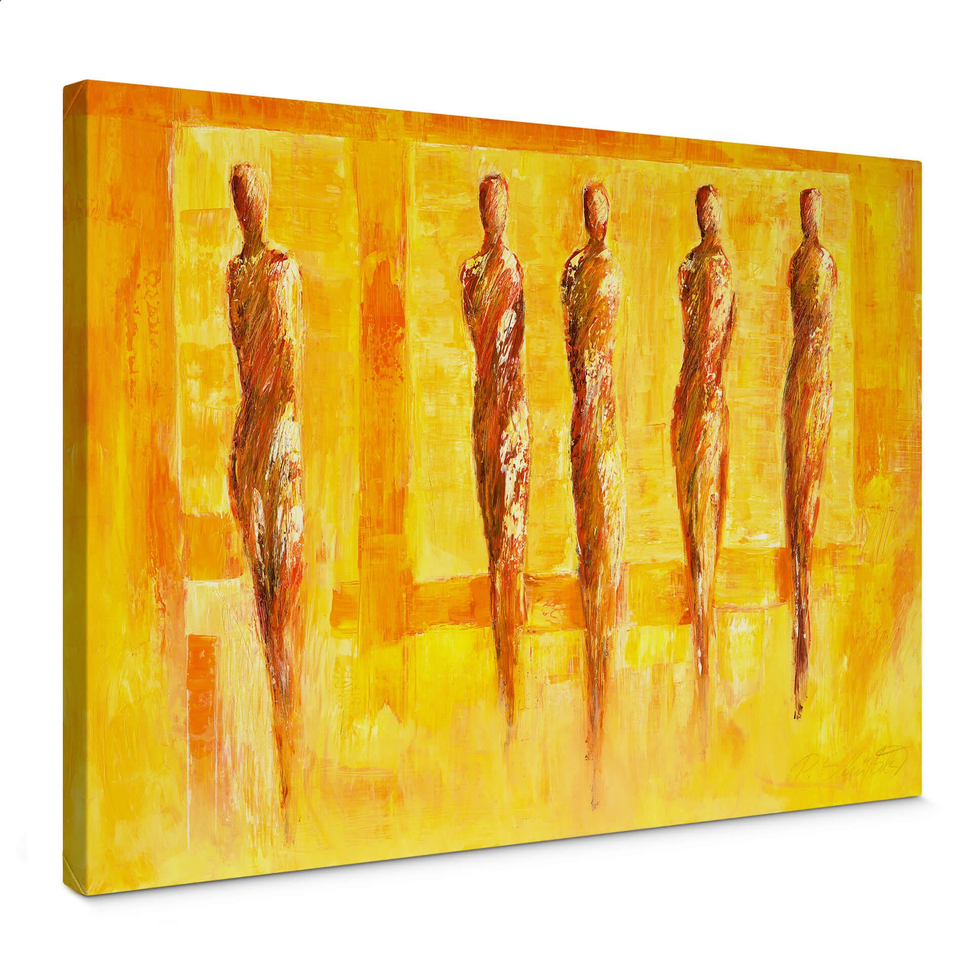 Lienzo Schüßler - Cinco figuras en amarillo