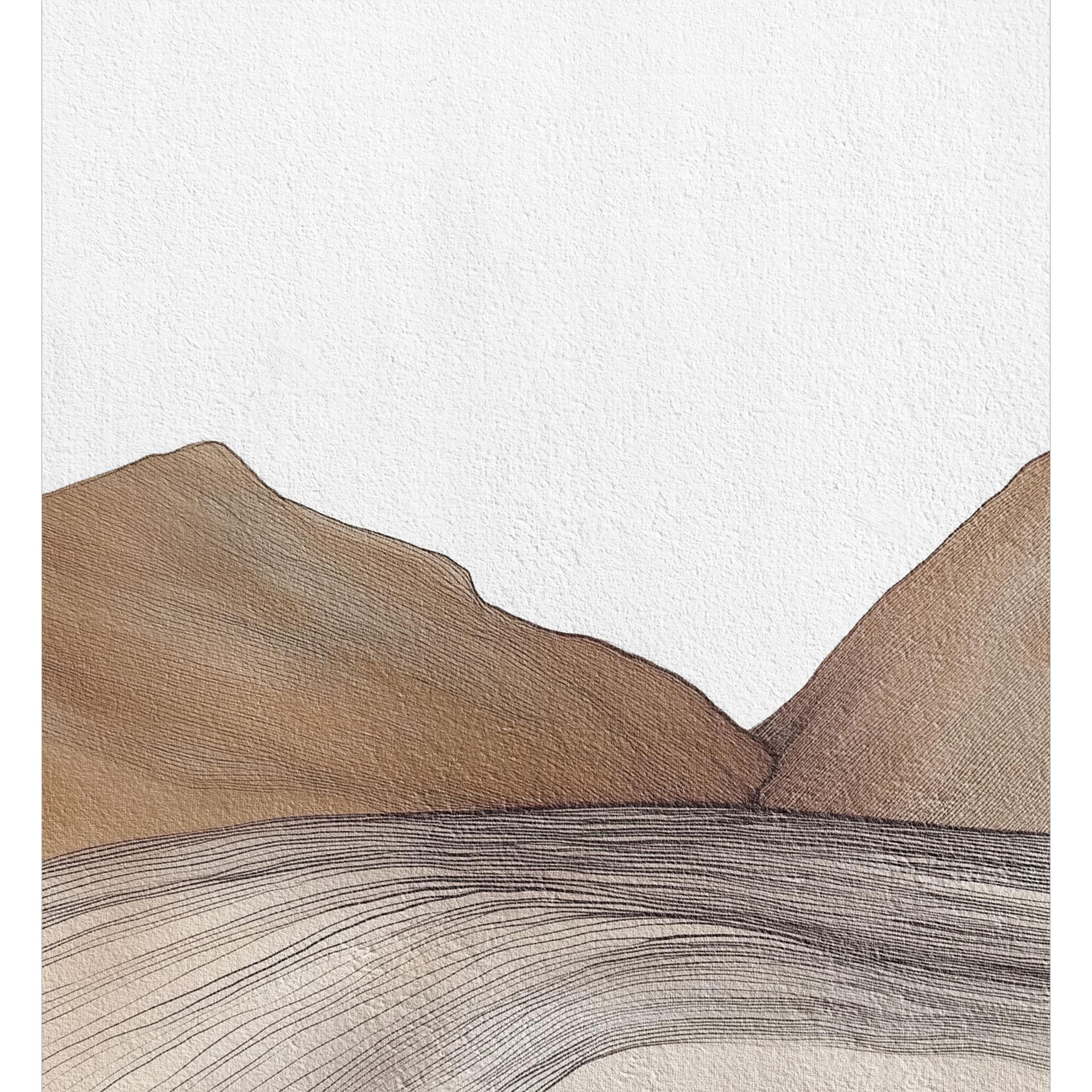 Line Art Mountains and Desert | Minimalistisk Fototapet - Alma