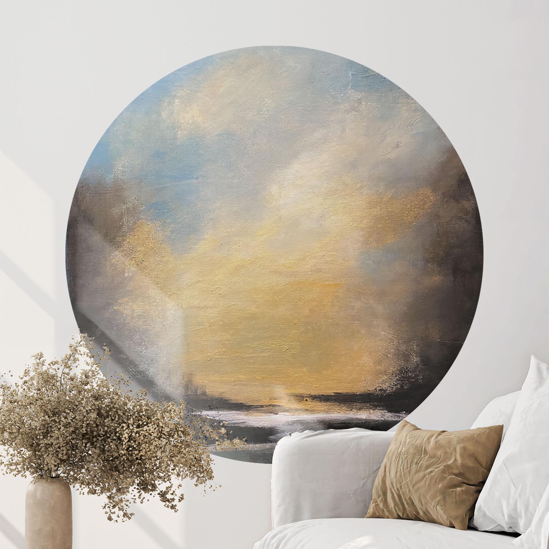 Wallsticker Gyldent lys på aftenhimlen - Bergius - Rund