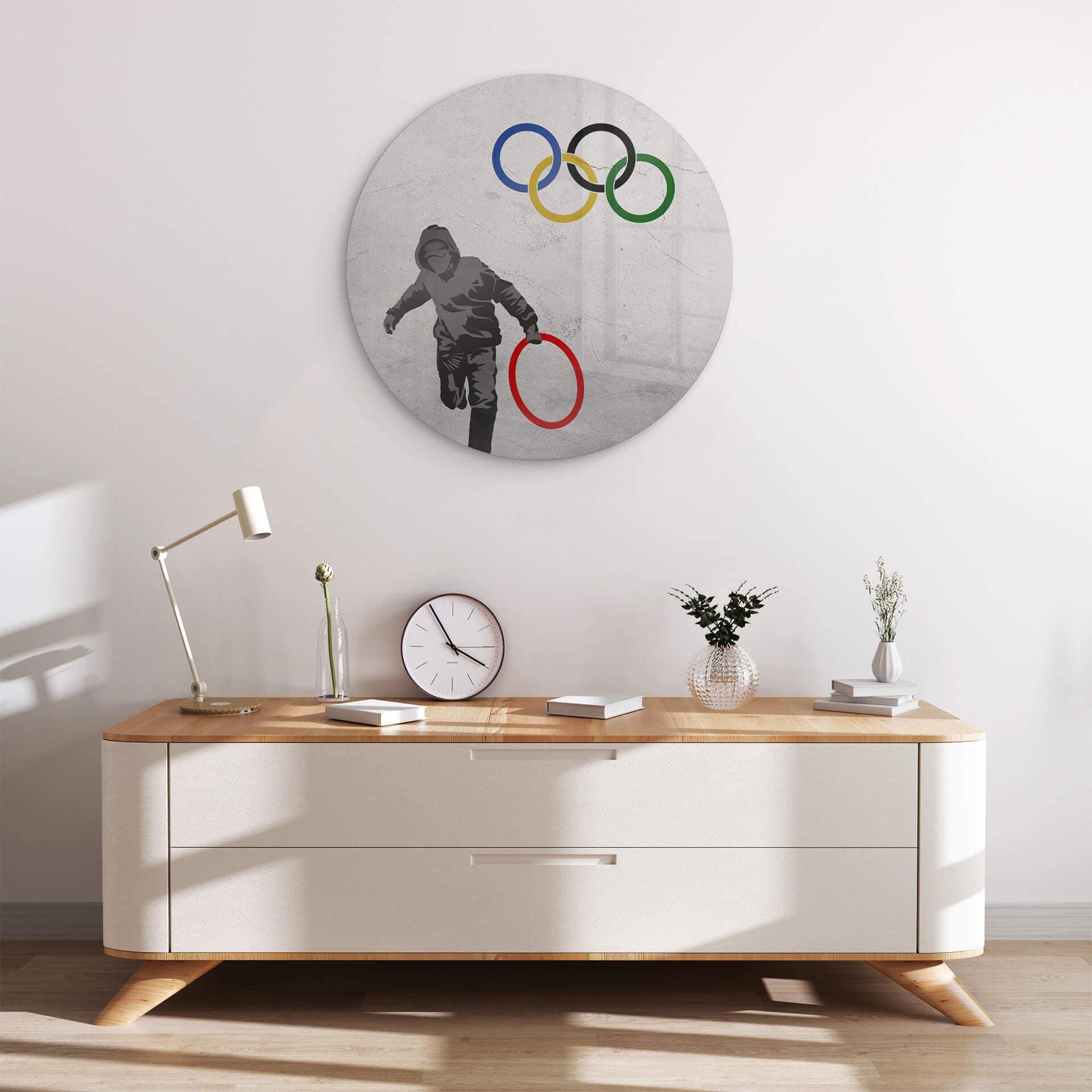 Glasschilderij Rond Banksy - Olympics