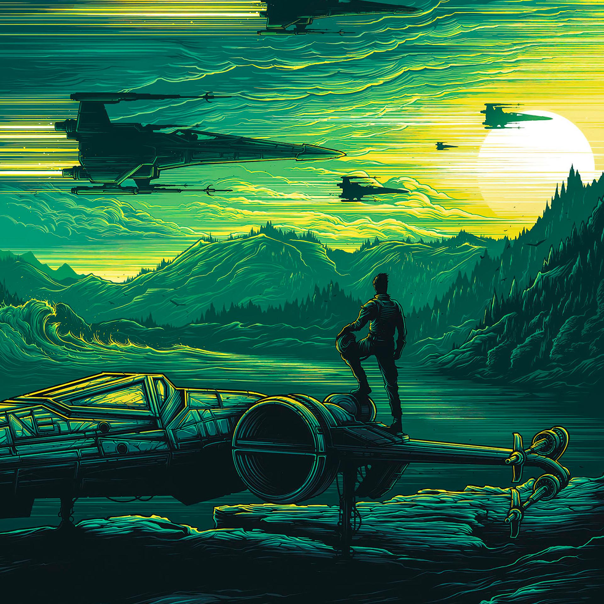 Vlies Fototapete - Star Wars X-Wing Assault Takodana - 200 x 280 cm