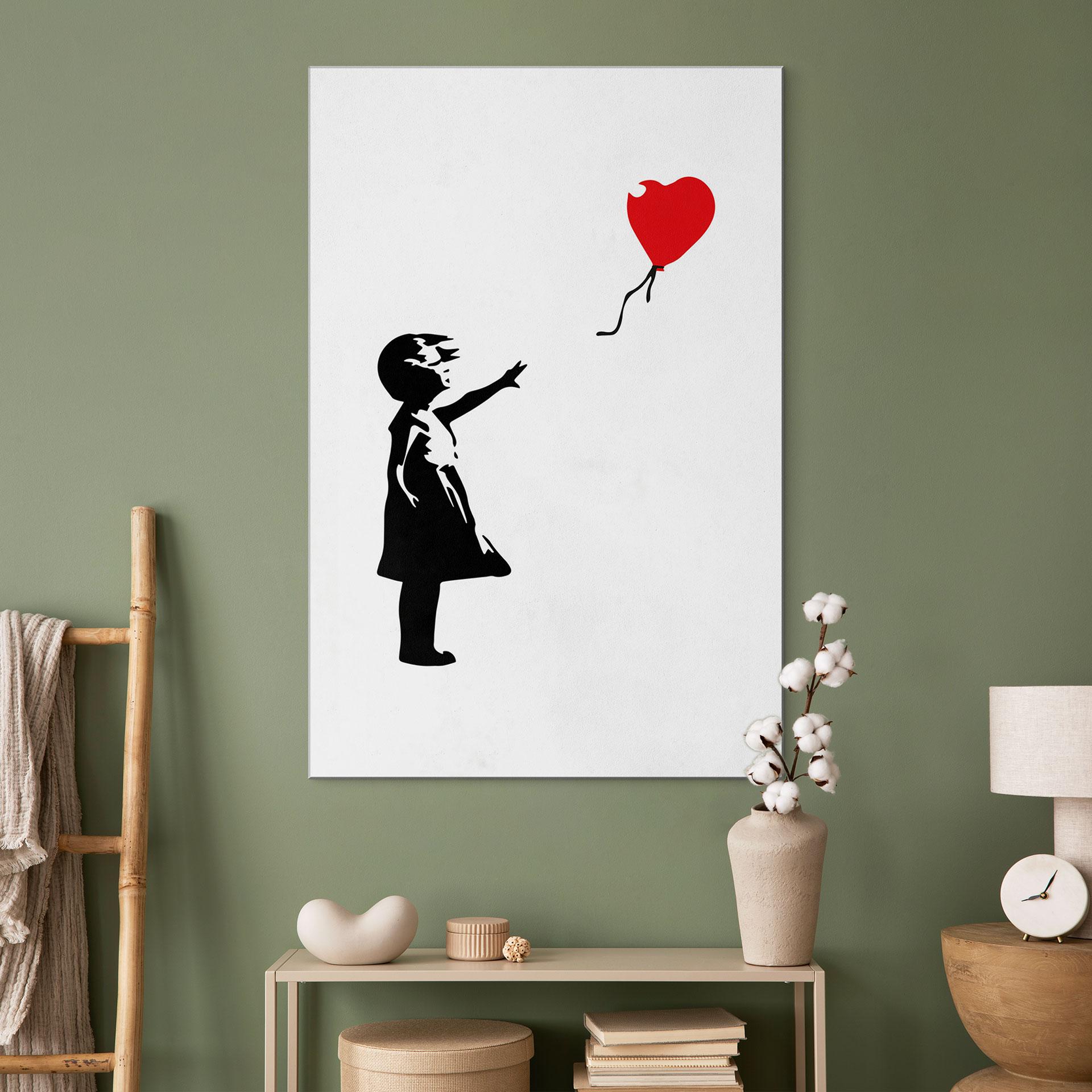 Wandbild Banksy - Girl with the red balloon - Alu-Dibond