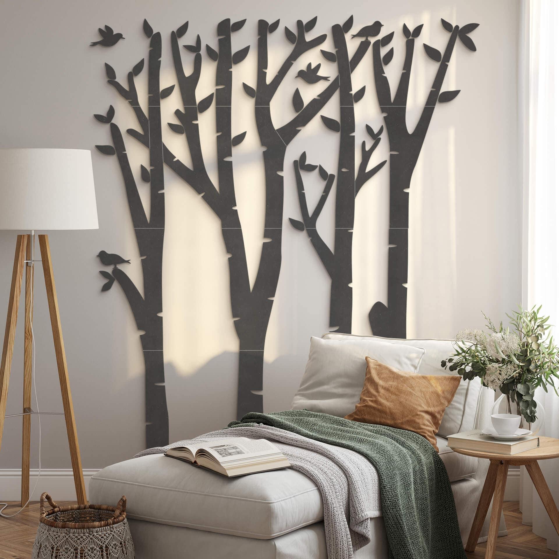 MDF-dekoration Birch Trees and Birds