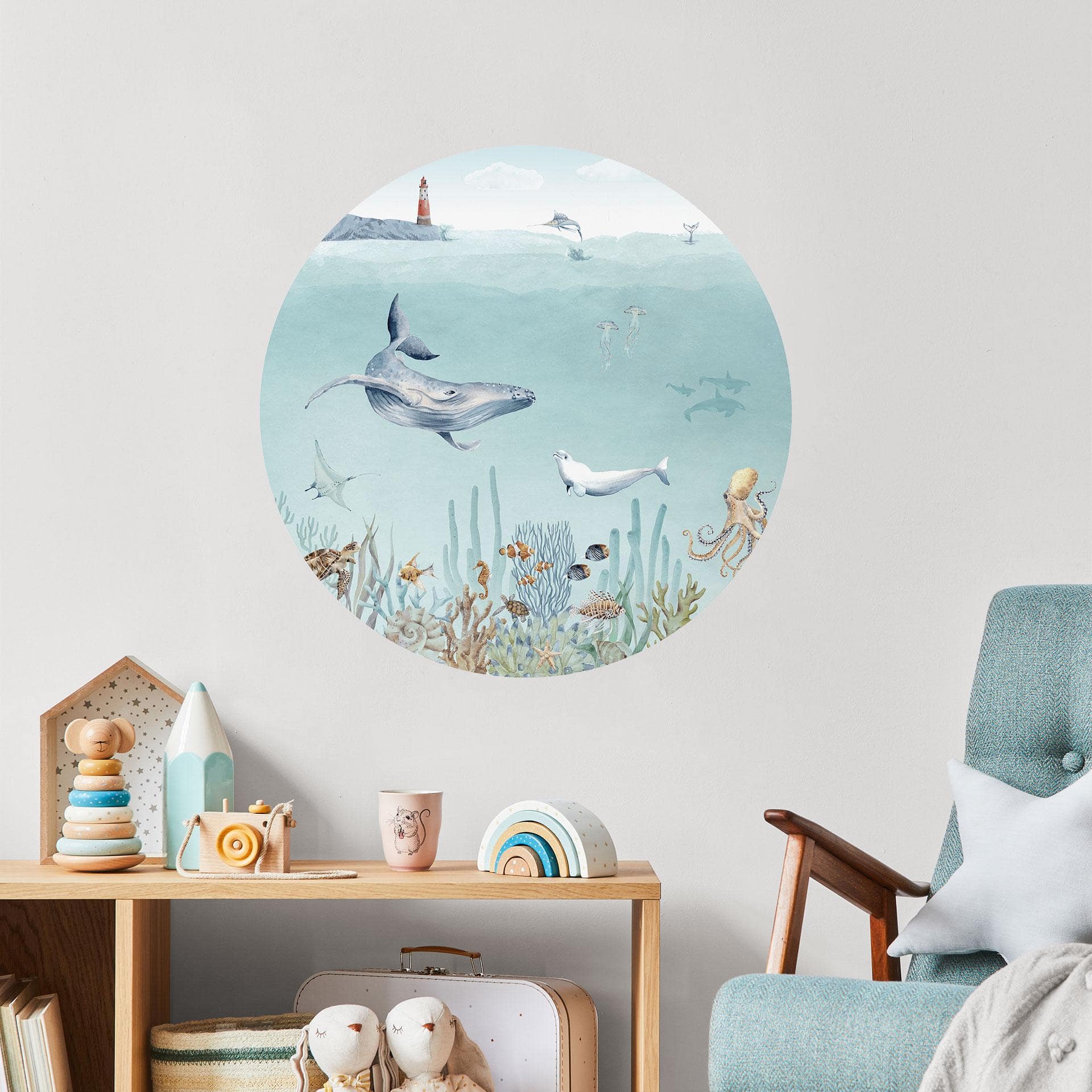 Sticker mural Kikki Belle - Vie sous-marine - Rond