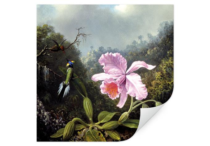 Wallprint Heade - Stillleben mit Orchidee und Kolibris