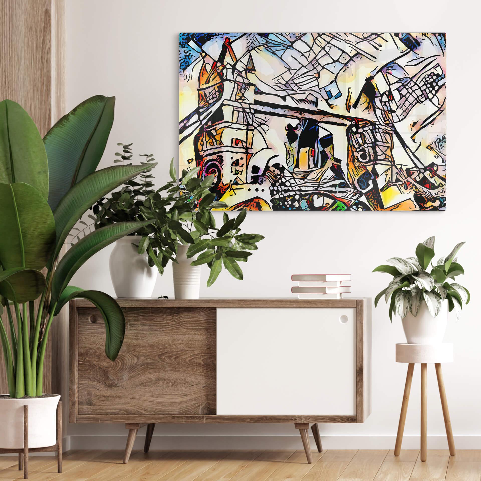 Glasschilderij Zamart - Kandinksy meets London