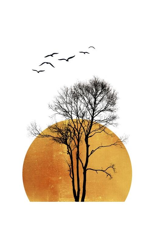 Kunstplakat Kubistika - Vintersolopgang, plakat (40 x 60 cm)