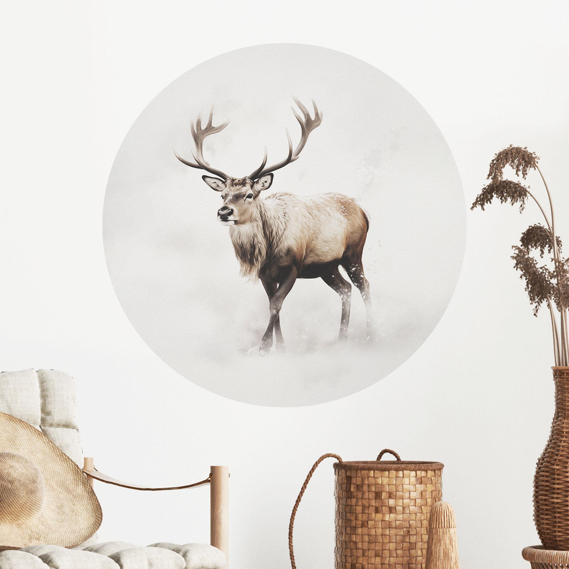 Wallsticker Hjort i hvid vinter - Magnusson - Rund