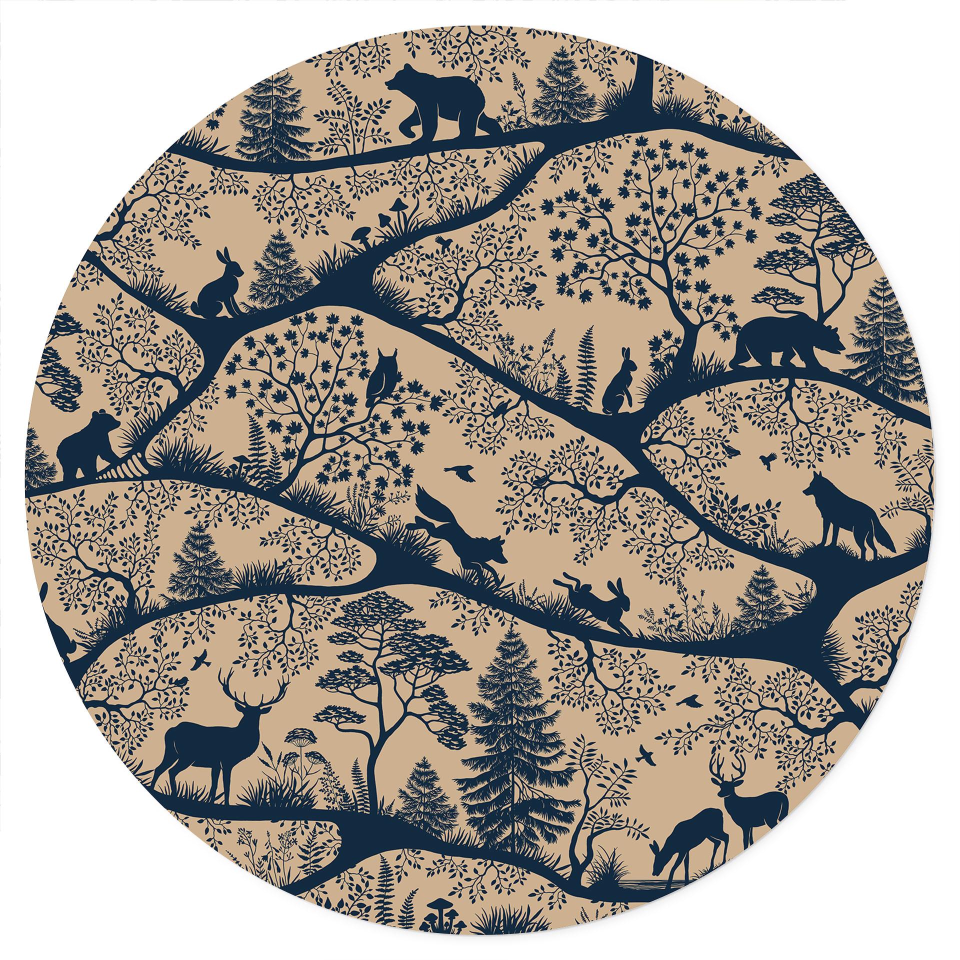 Wallsticker Dyresiluetter i den Nordiske Skov - Oliver Robins - Rund