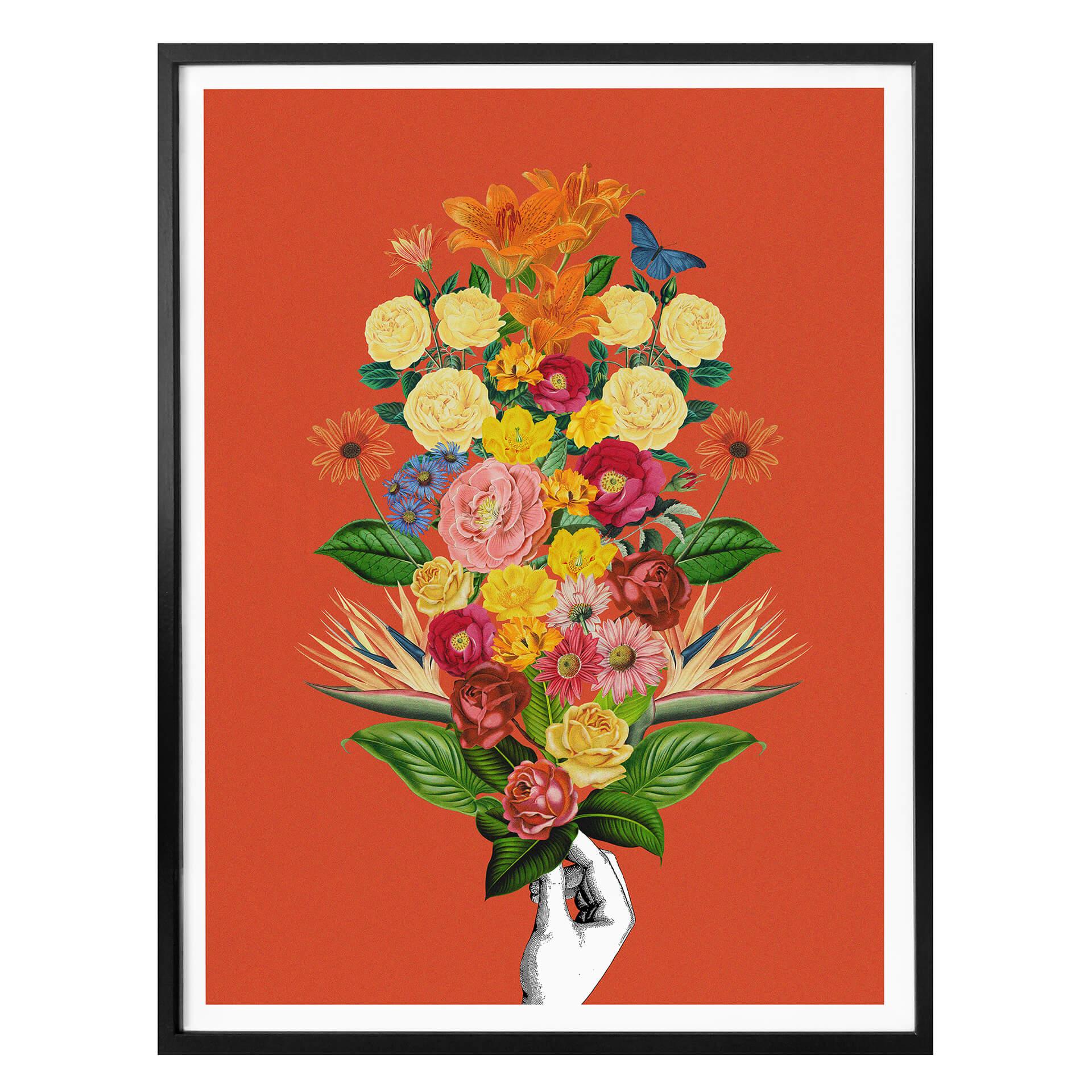 Poster Frida Floral Studio - Botanisk röd