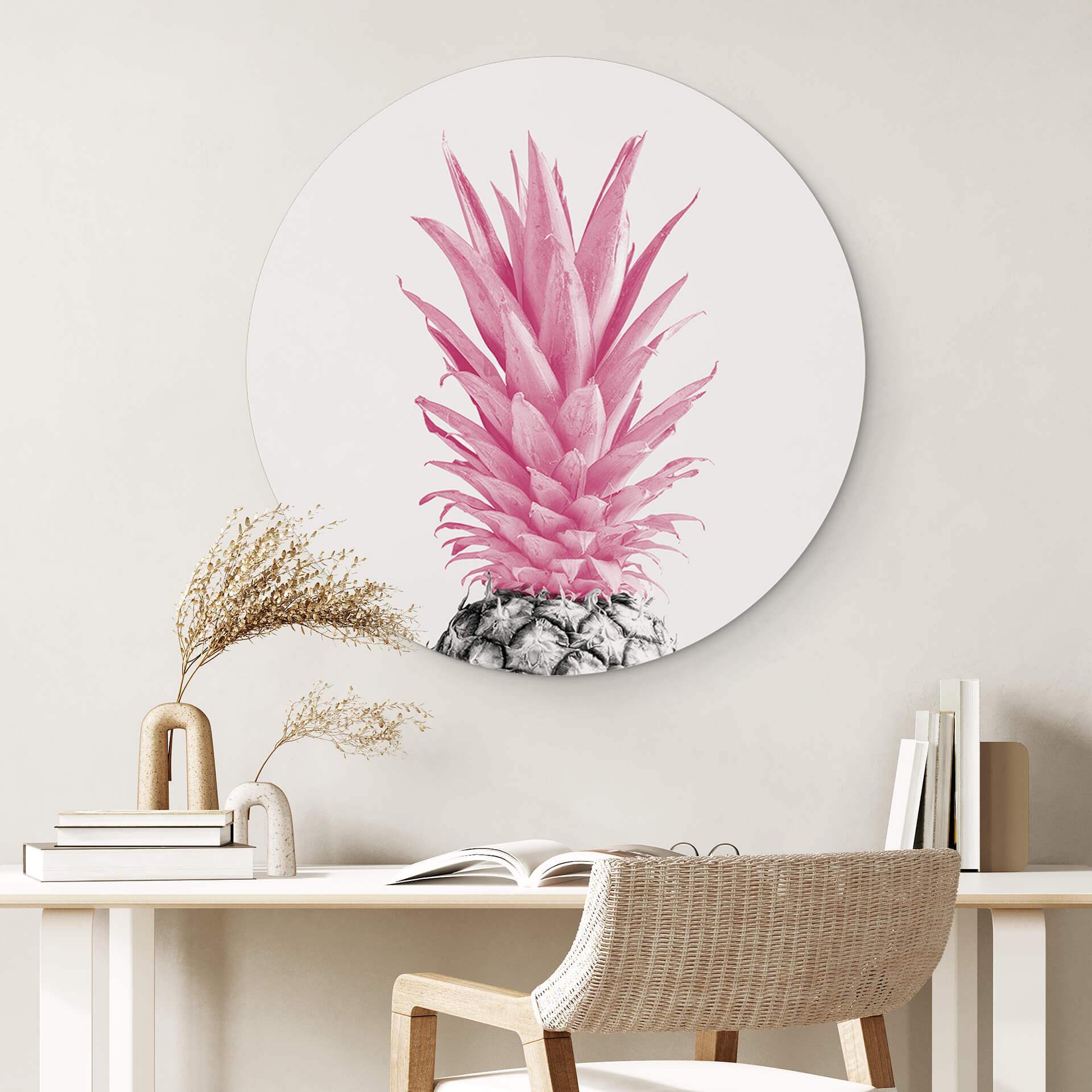 Vægcirkel 1X Studio - Pink Pineapple – print på aluminium (Alu-Dibond)