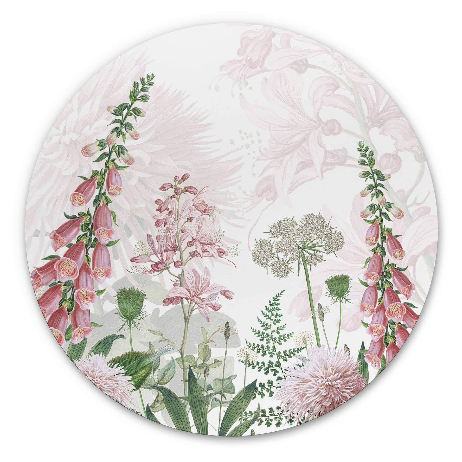 Tableau sur alu-Dibond rond Sir Edward - Digitale rose