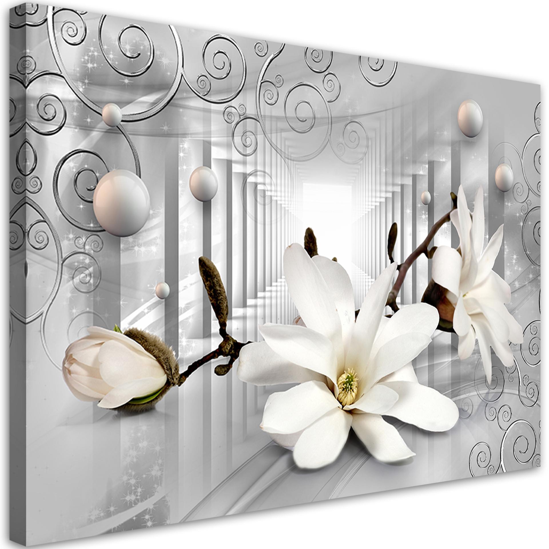 Canvasbillede, Blomster i en tunnel 3D kugler