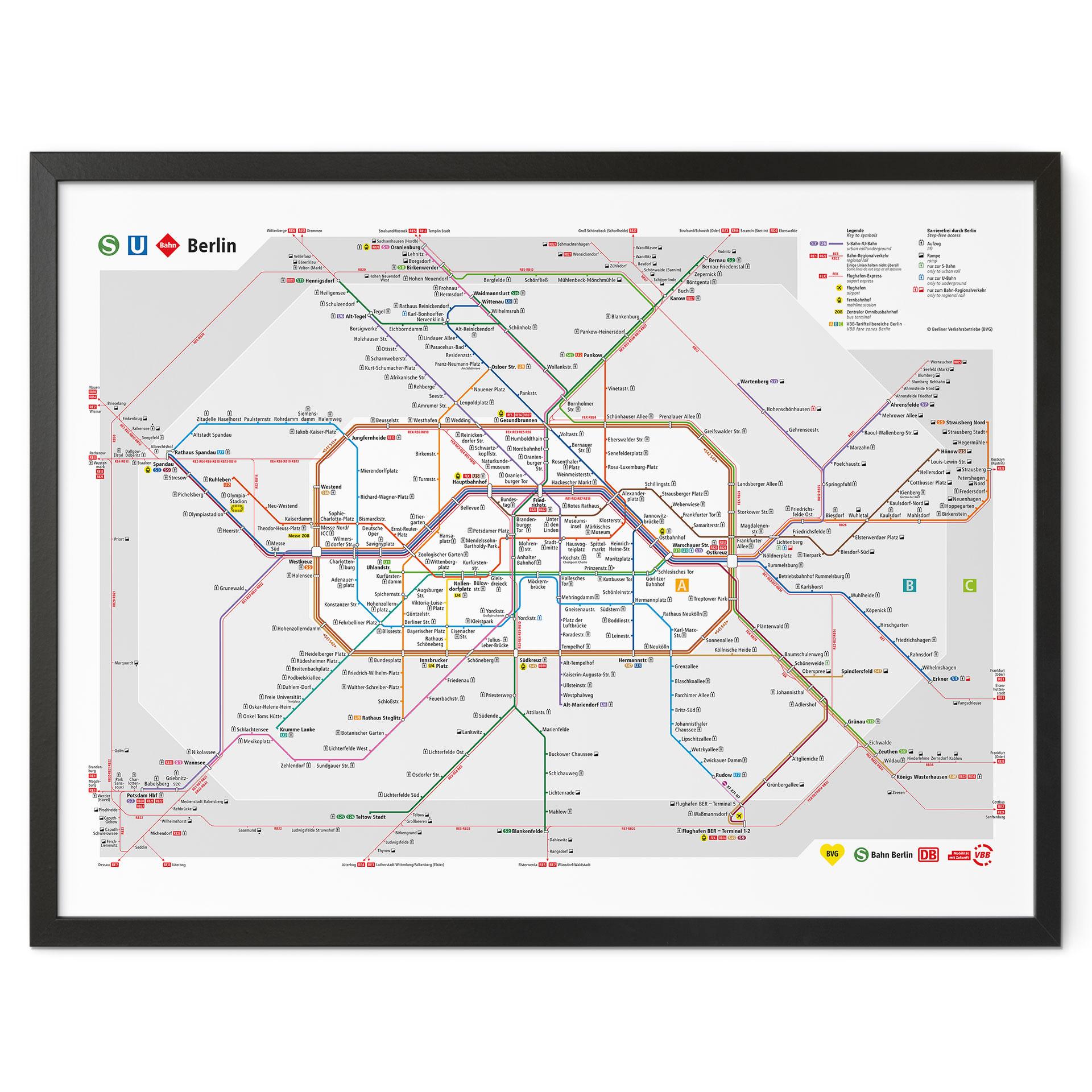 Póster BVG Berlín - Mapa de la red de Berlín