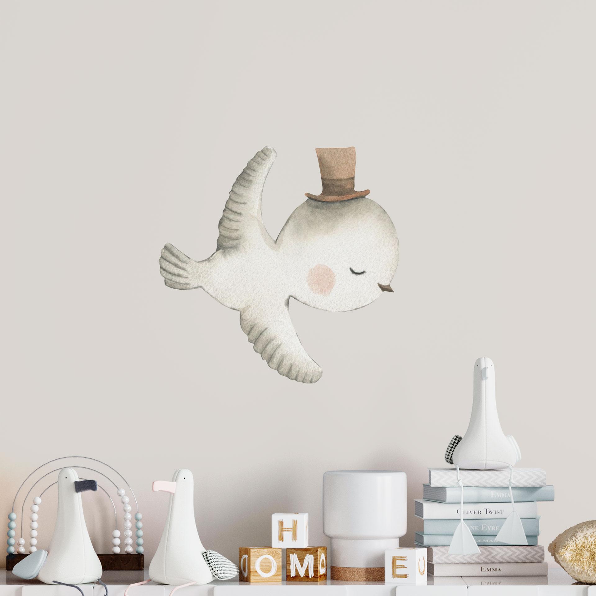 Wallsticker fugl med høj hat
