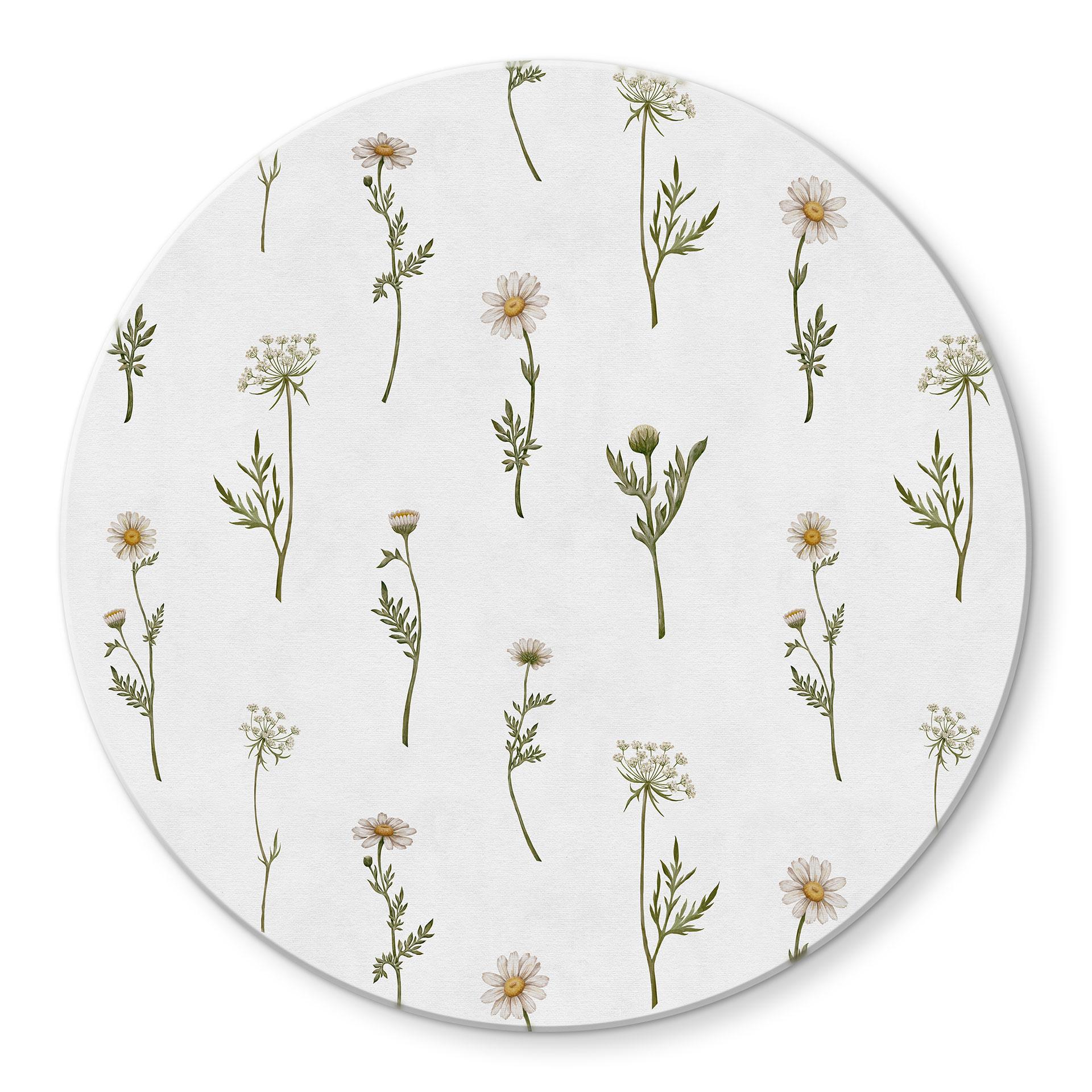 Glasbillede - Engromantik med markblomster - Kikki Belle - Rund
