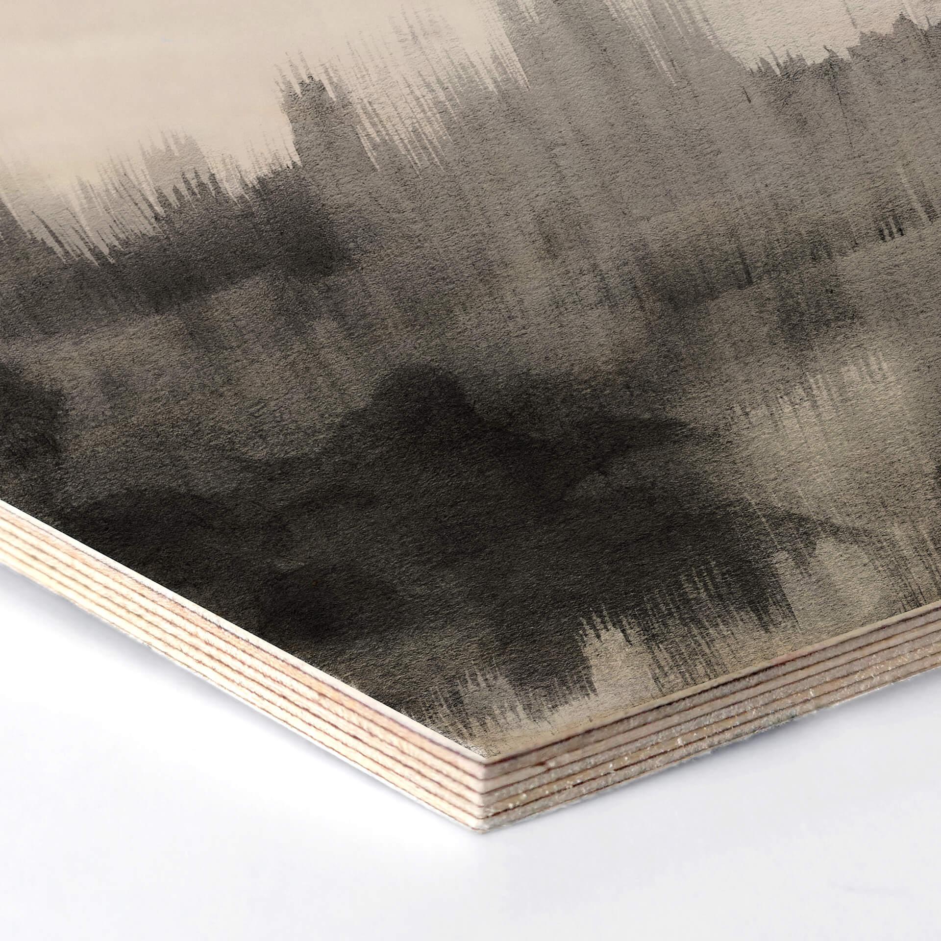 Hexagon - Holz Birke-Furnier Nouveauprints - Watercolour Brush Strokes (schwarz)