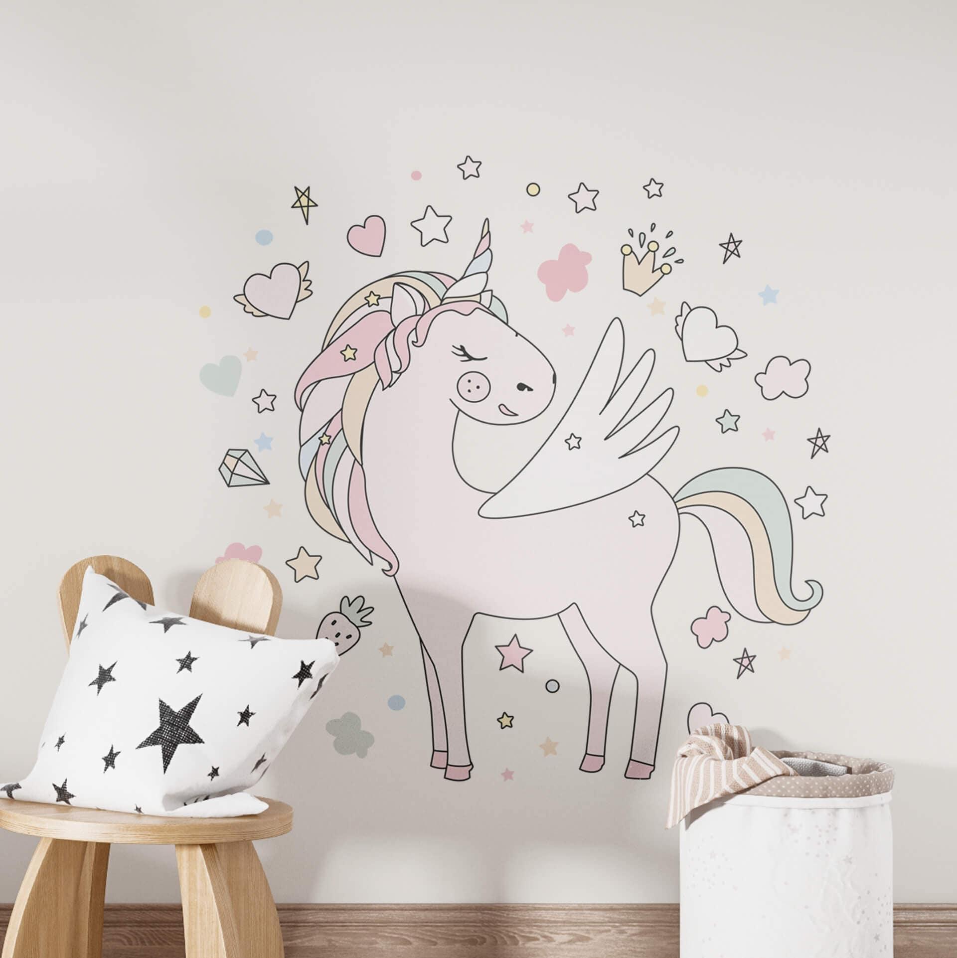 Sticker mural Kvilis - Illustration Licorne ailée