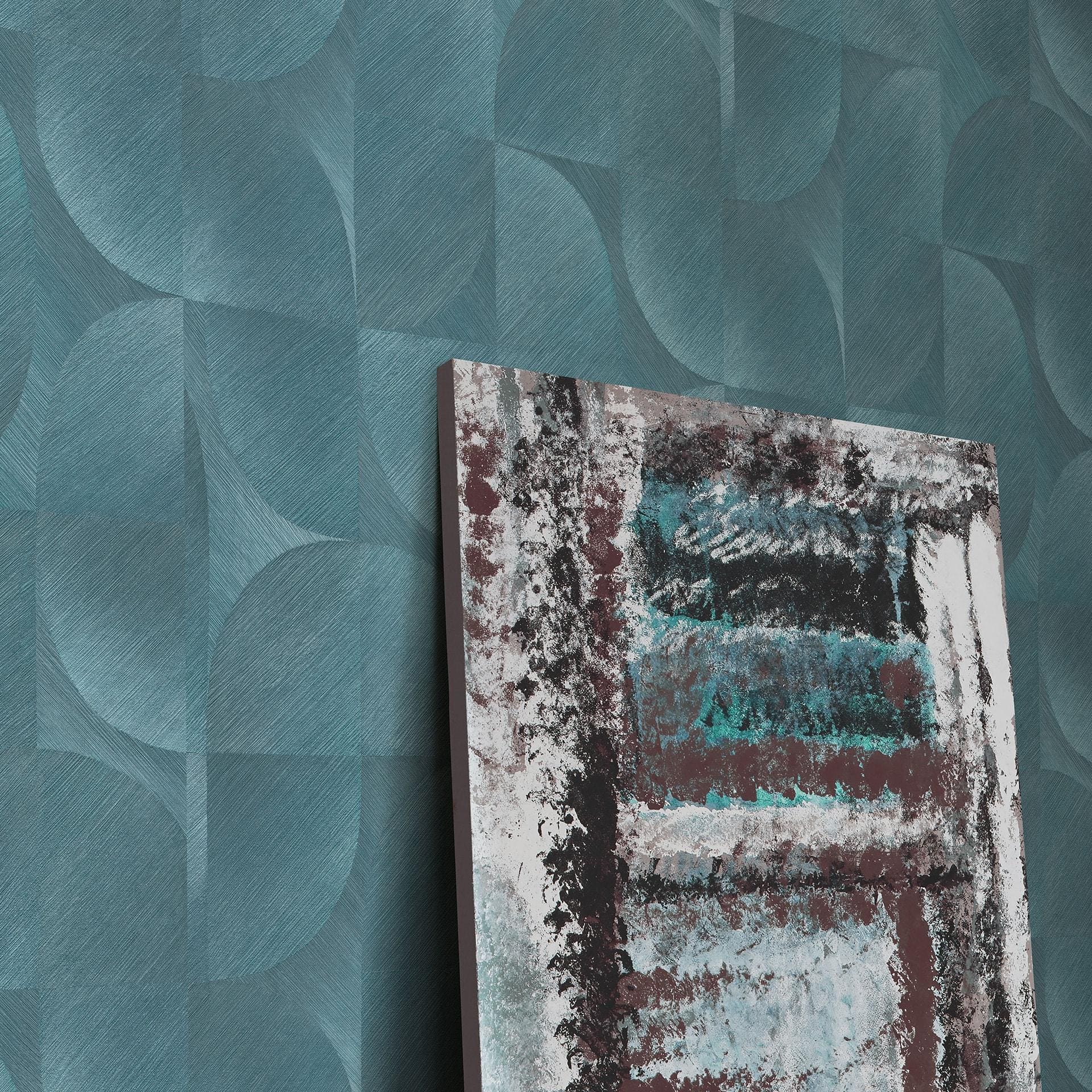 3D-tapet, retro-mønstret tapet, Erismann Martinique turkis non-woven tapet