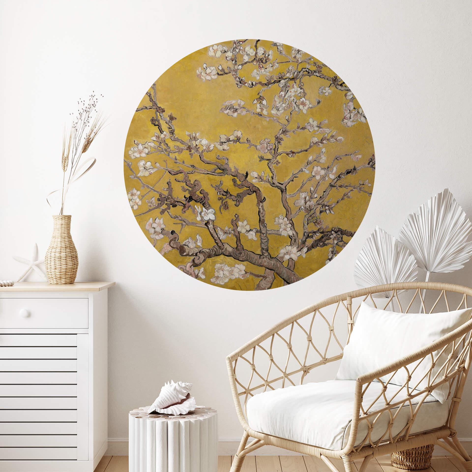 Sticker mural van Gogh - Fleurs d'amandier ocre - Rond