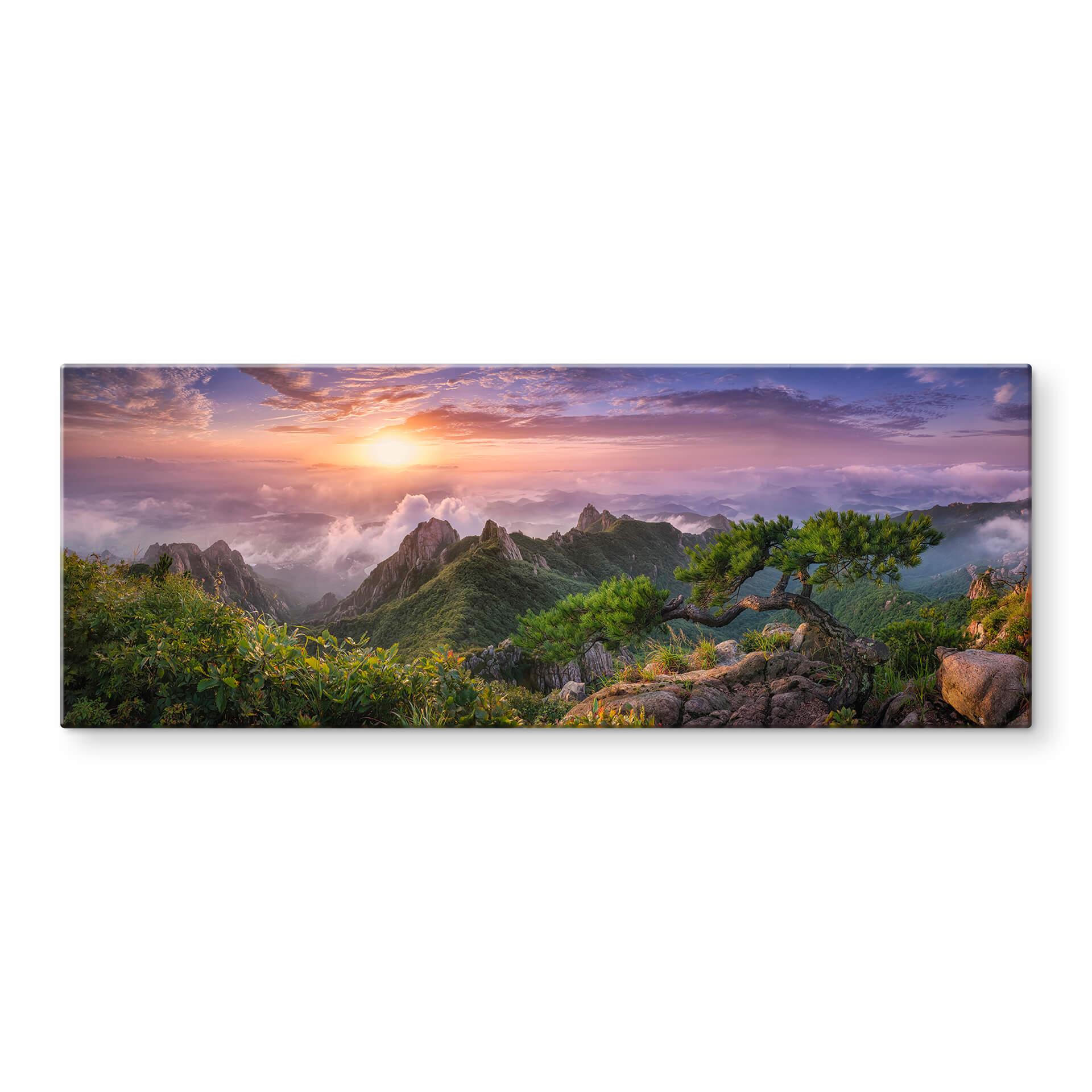 Glasbild Seo - Grüne Berglandschaft - Panorama